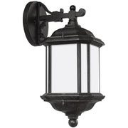 Kent 15" LED Outdoor Wall Lantern, Oxford Bronze Finish with Satin Etched Glass - Bees Lighting