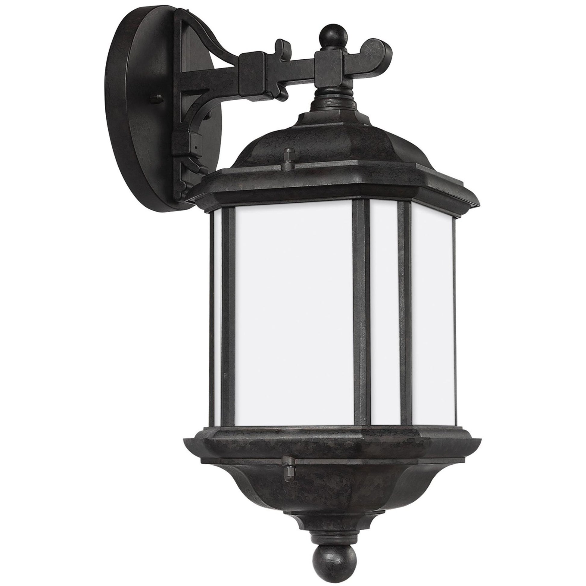 Kent 15" LED Outdoor Wall Lantern, Oxford Bronze Finish with Satin Etched Glass - Bees Lighting