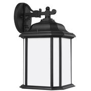 Kent 16" LED Outdoor Wall Lantern, Black Finish with Satin Etched Glass - Bees Lighting