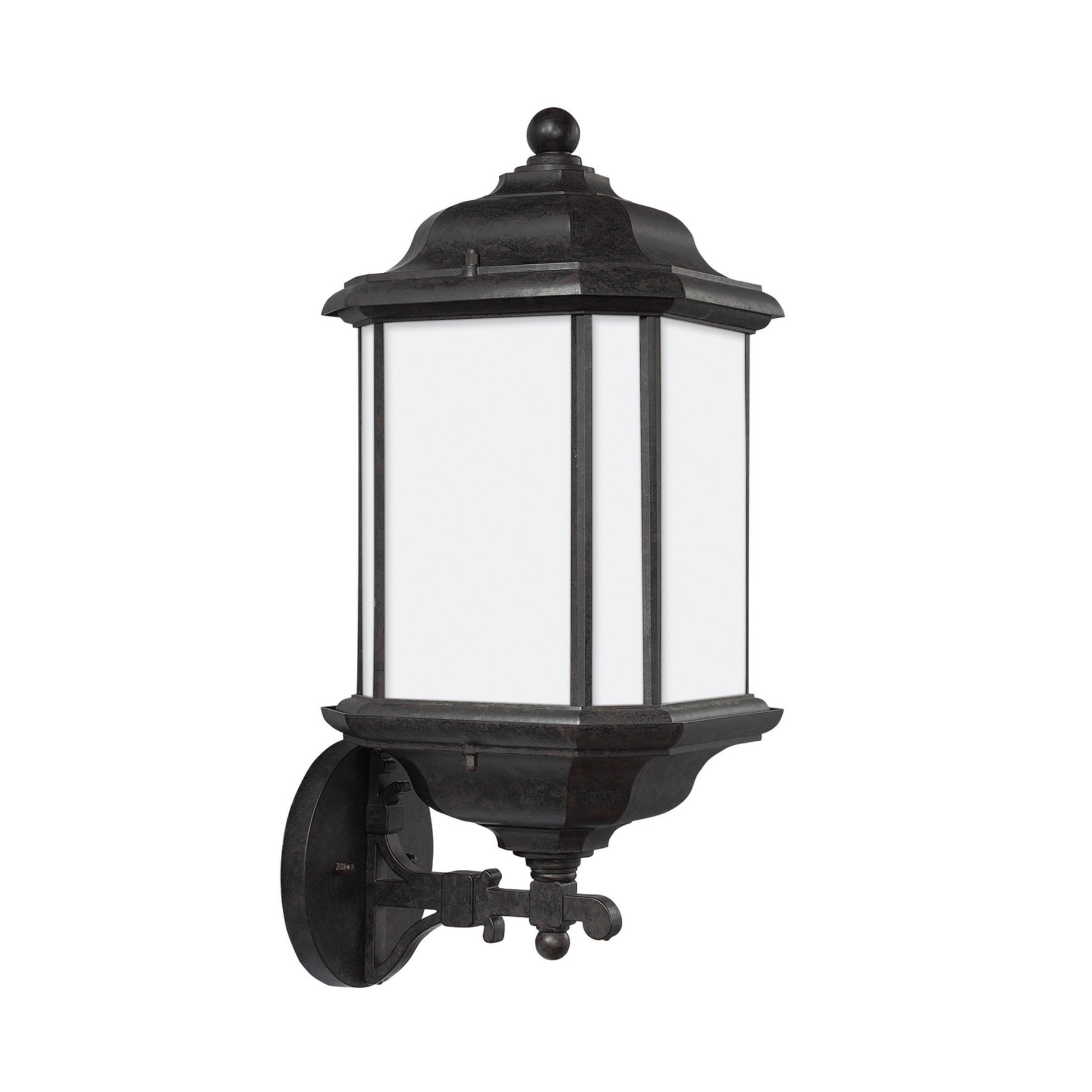 Kent 19" LED Outdoor Wall Lantern, Oxford Bronze Finish with Satin Etched Glass - Bees Lighting