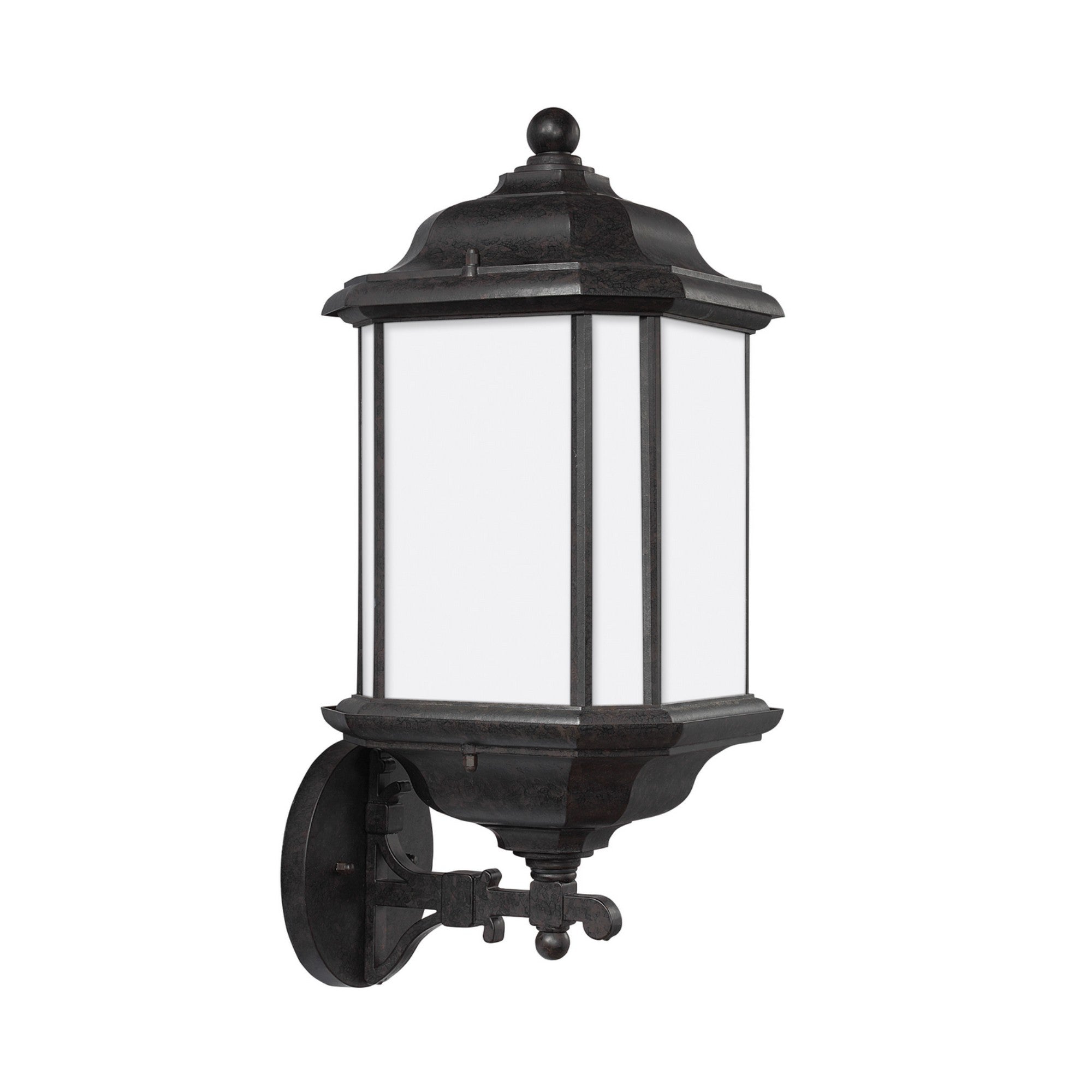 Kent 19" LED Outdoor Wall Lantern, Oxford Bronze Finish with Satin Etched Glass - Bees Lighting
