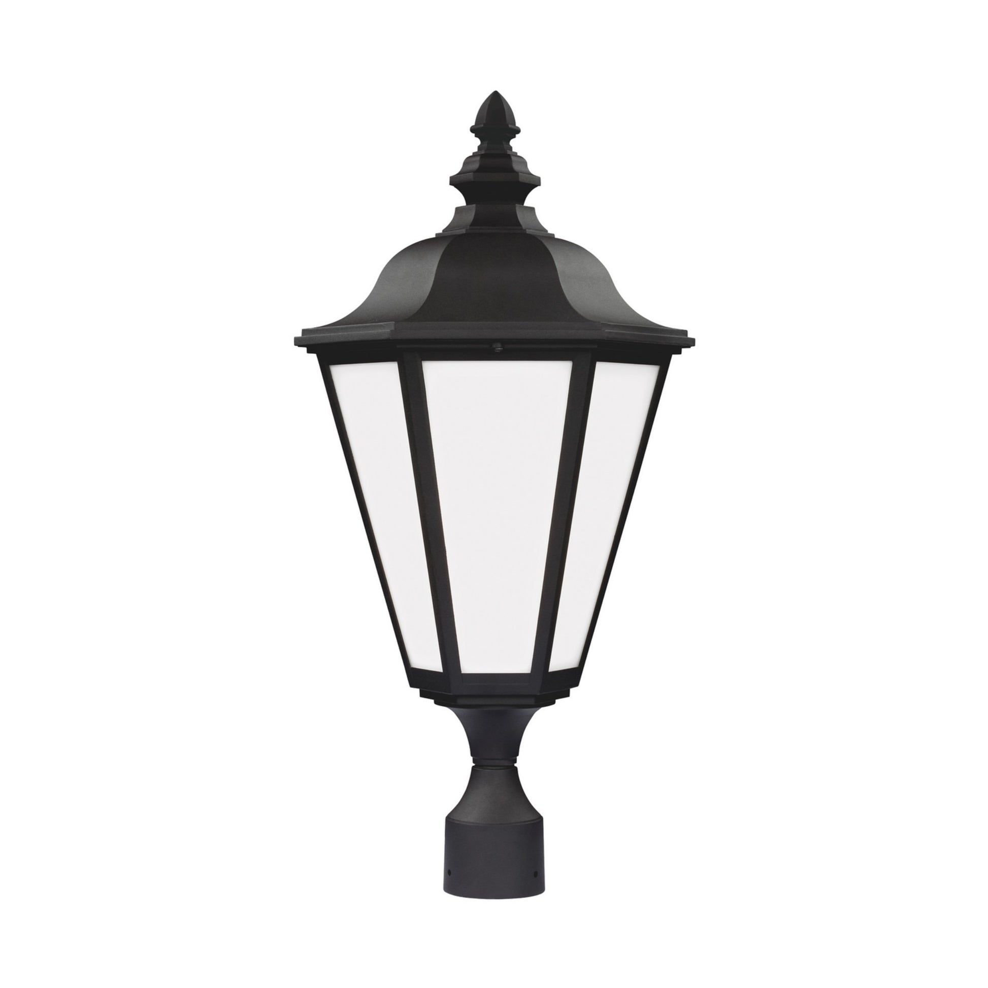 Brentwood 26" Outdoor Post Lantern, Black Finish with White Glass - Bees Lighting