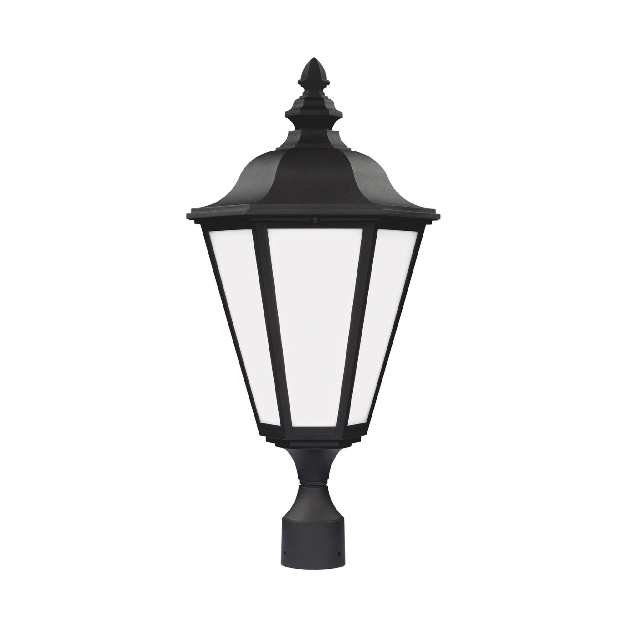 Brentwood 26" Outdoor Post Lantern, Black Finish with White Glass - Bees Lighting