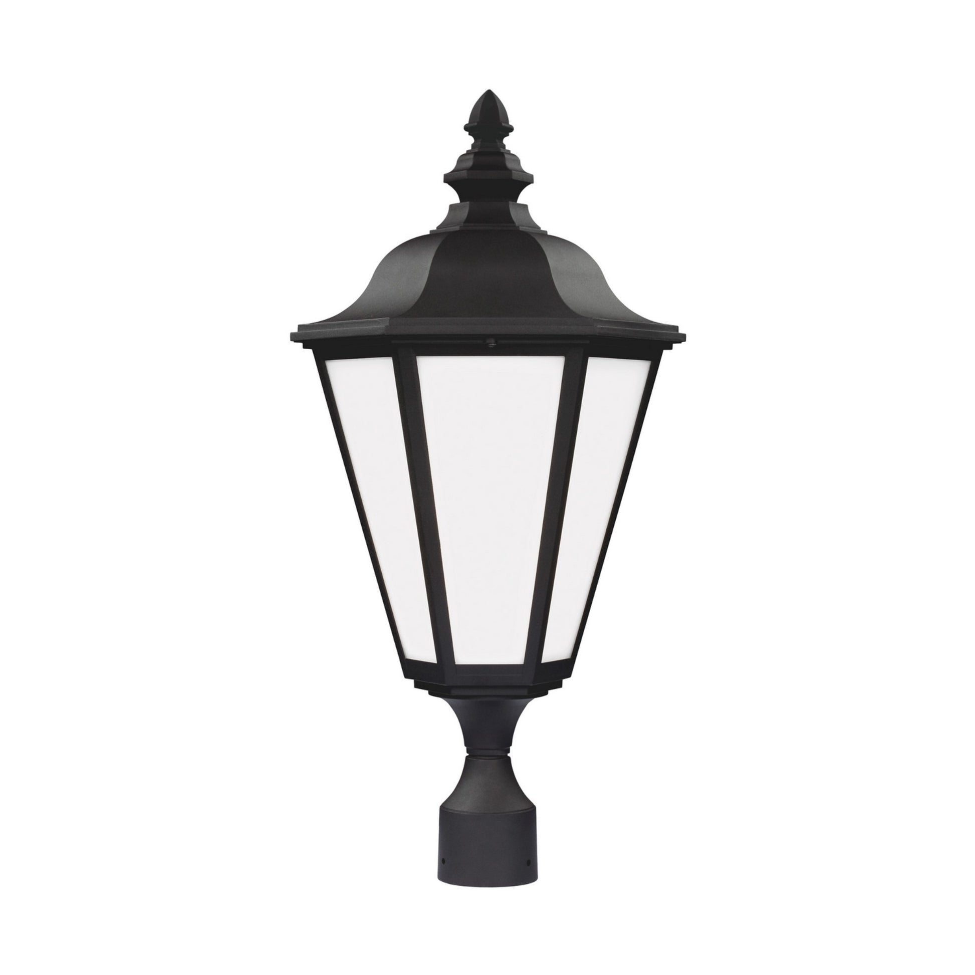 Brentwood 26" LED Outdoor Post Lantern, Black Finish with White Glass - Bees Lighting
