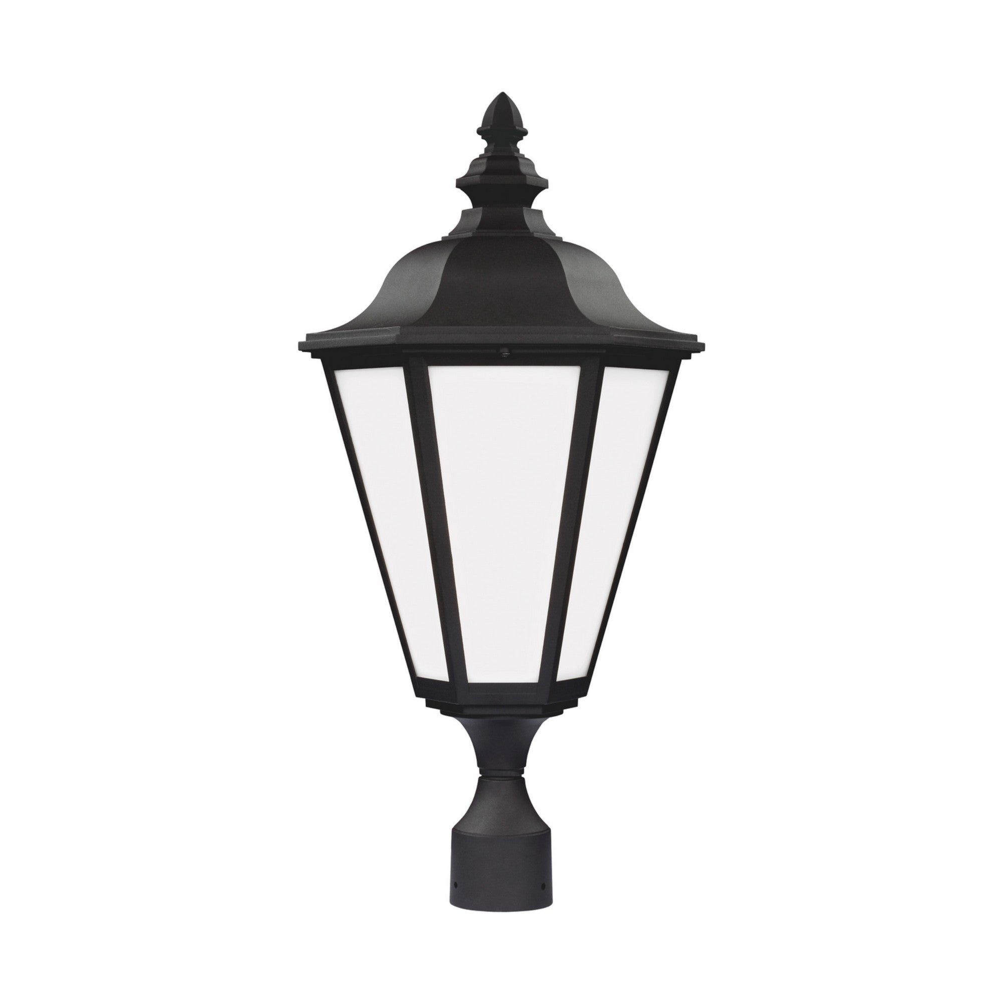 Brentwood 26" LED Outdoor Post Lantern, Black Finish with White Glass - Bees Lighting
