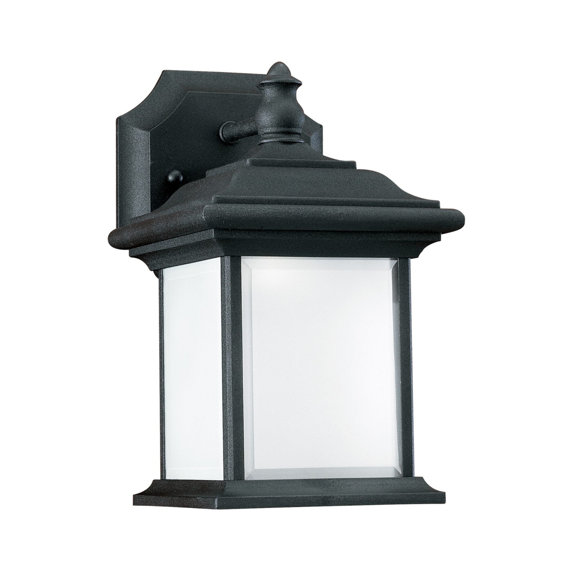 Wynfield 10" LED Outdoor Wall Lantern, Black Finish with Frosted Glass - Bees Lighting