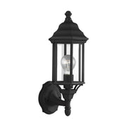 Sevier 16" Small Uplight Outdoor Wall Lantern, Black Finish with Clear Glass - Bees Lighting