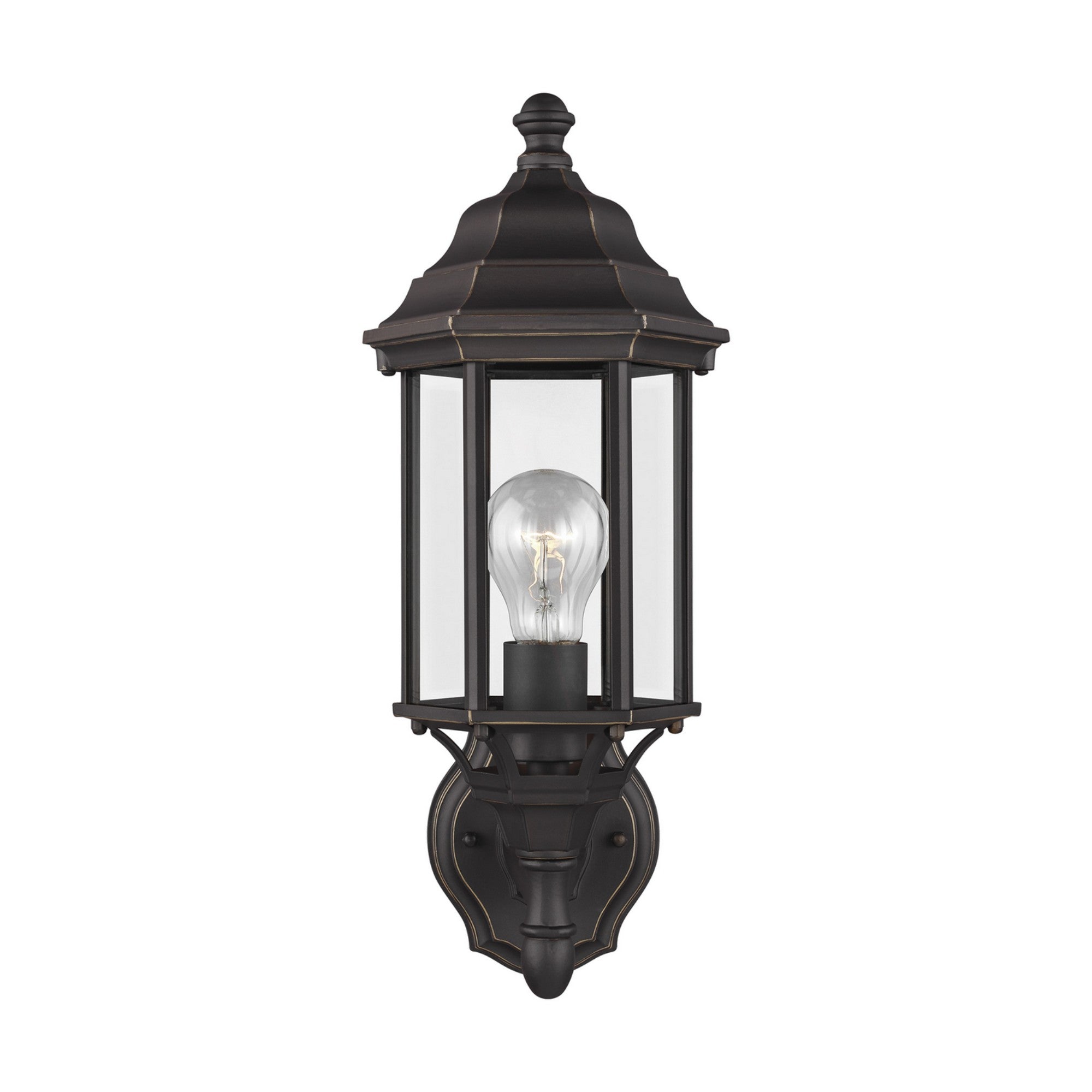 Sevier 16" Small Uplight Outdoor Wall Lantern, Antique Bronze Finish with Clear Glass - Bees Lighting