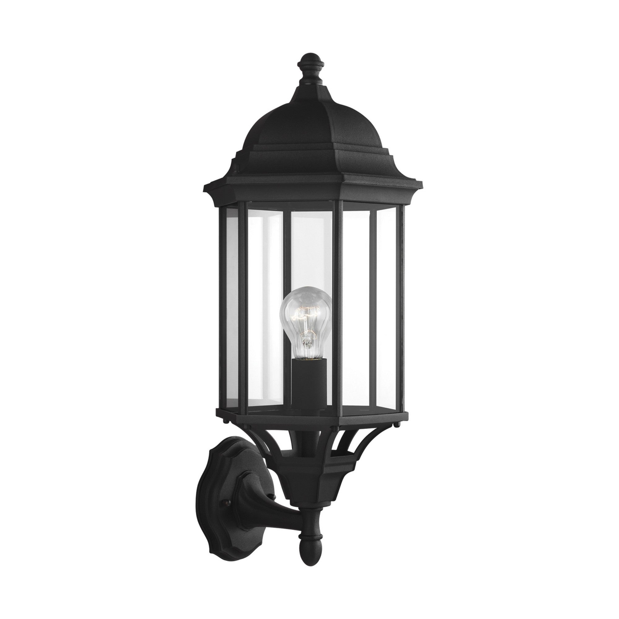 Sevier 22" Large Uplight Outdoor Wall Lantern, Black Finish with Clear Glass - Bees Lighting