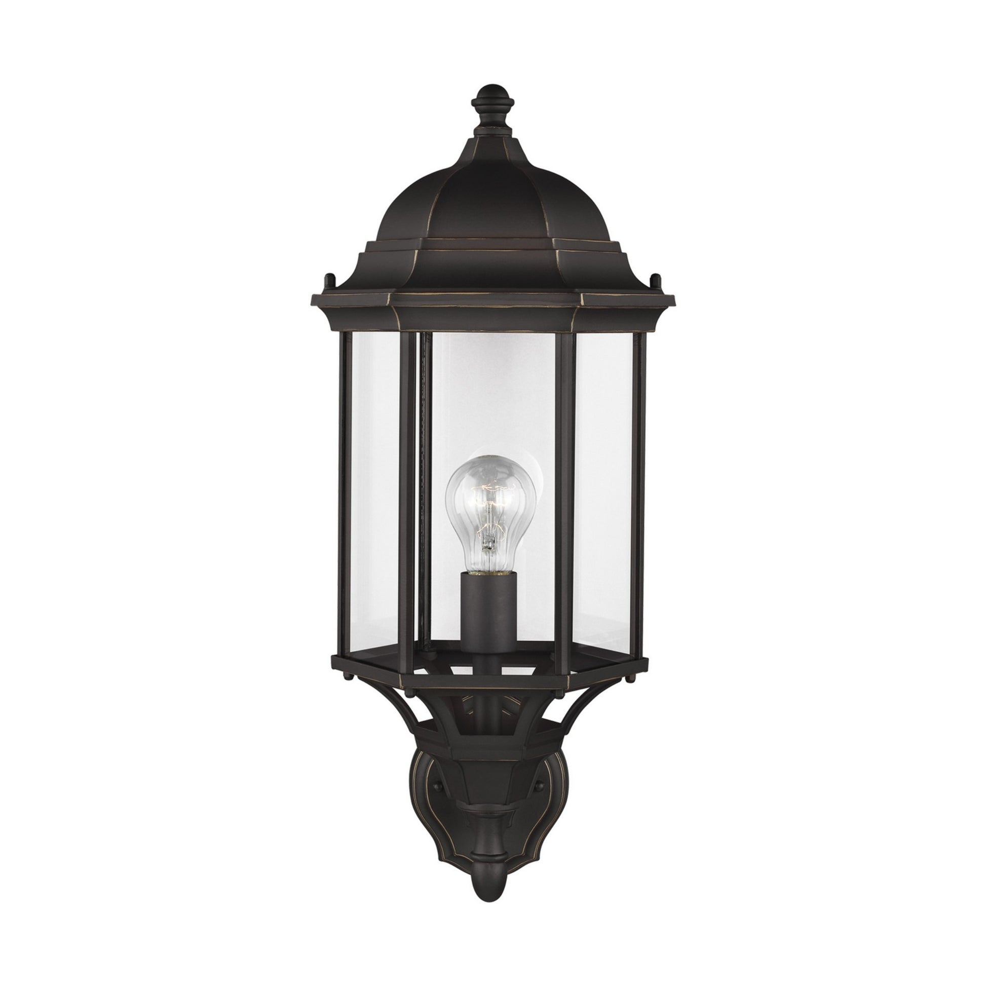 Sevier 22" Large Uplight Outdoor Wall Lantern, Antique Bronze Finish with Clear Glass - Bees Lighting