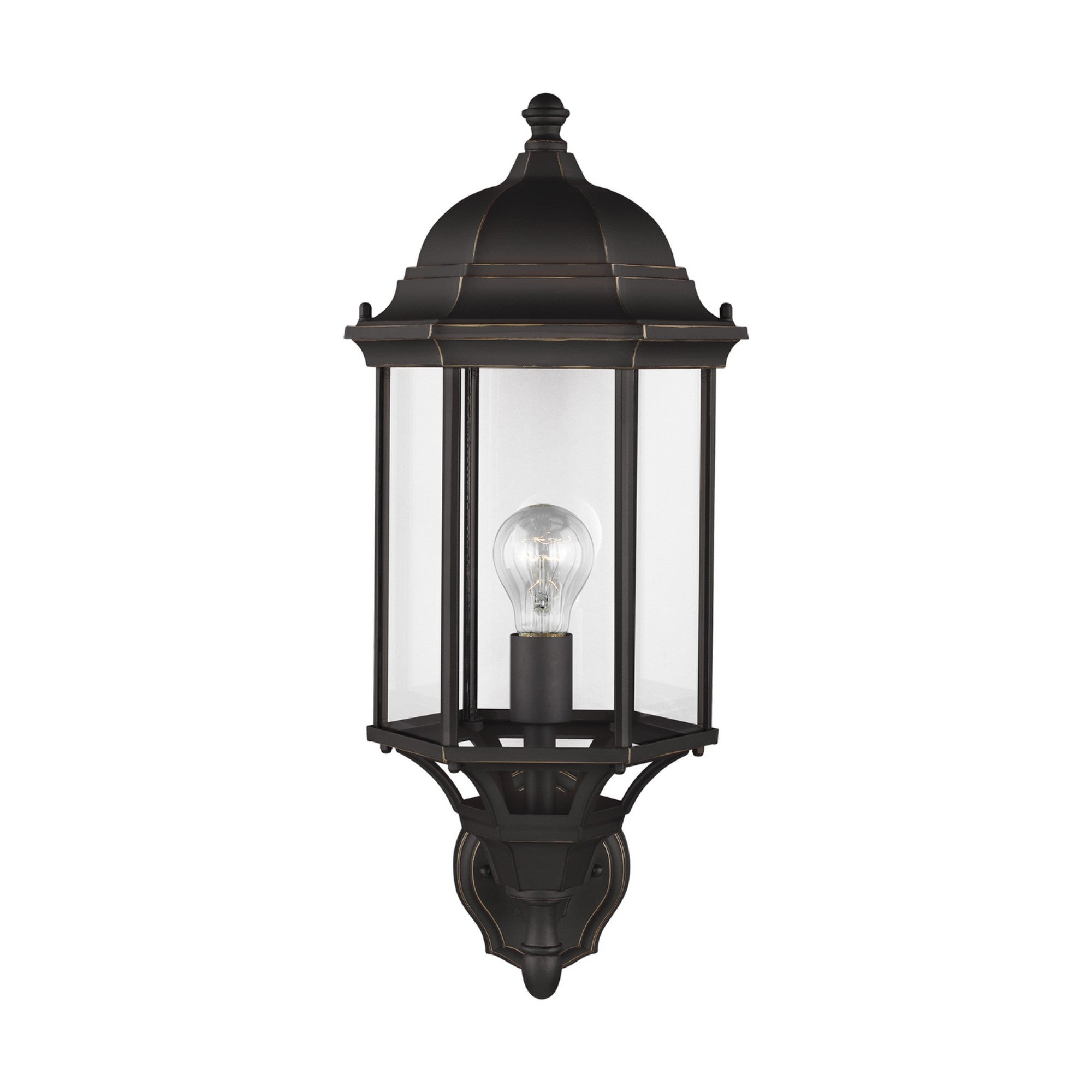 Sevier 22" Large Uplight Outdoor Wall Lantern, Antique Bronze Finish with Clear Glass - Bees Lighting