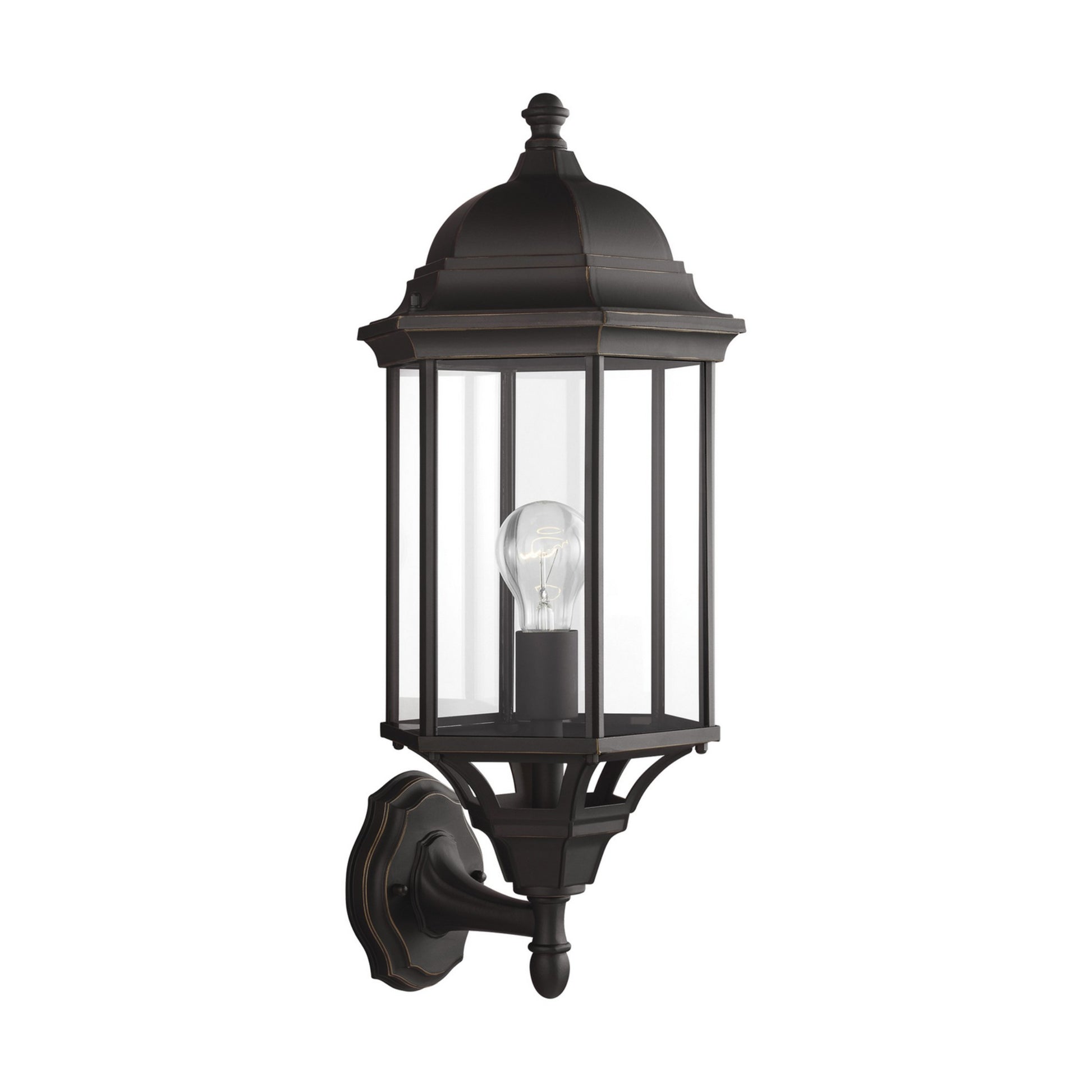 Sevier 22" Large Uplight Outdoor Wall Lantern, Antique Bronze Finish with Clear Glass - Bees Lighting