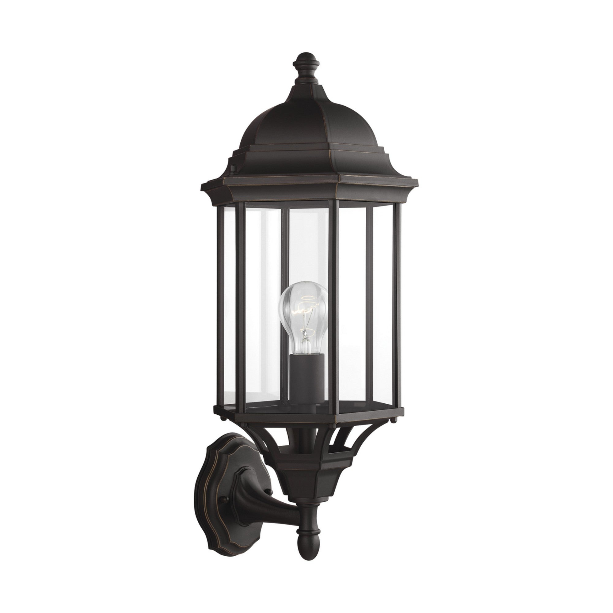 Sevier 22" Large Uplight Outdoor Wall Lantern, Antique Bronze Finish with Clear Glass - Bees Lighting