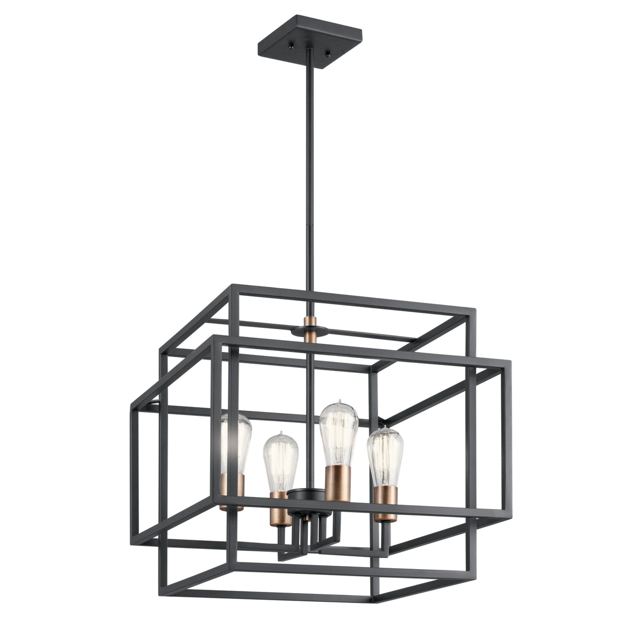Taubert 18 in. 4 Lights Pendant Light Black Finish - Bees Lighting