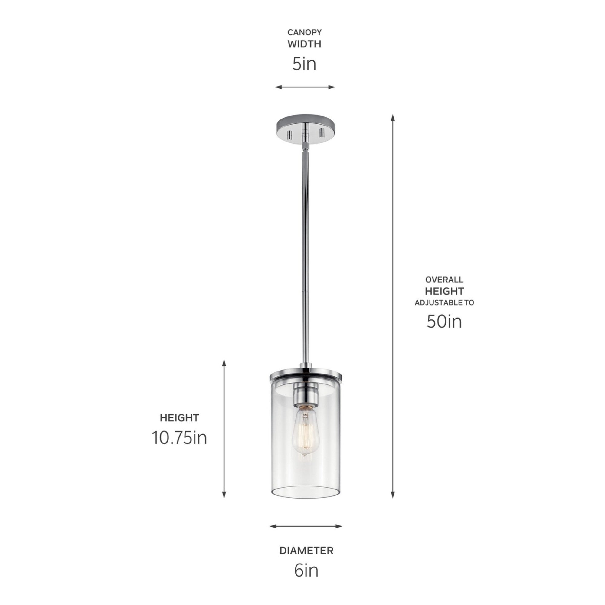 Crosby 6" Mini Pendant, Chrome Finish - Bees Lighting