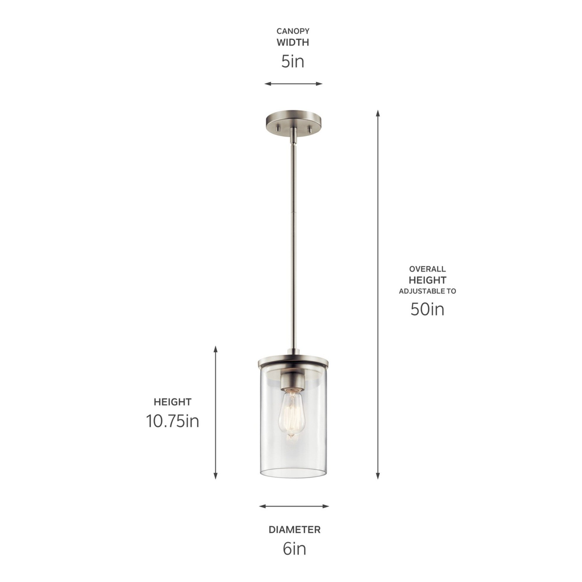 Crosby 6" Mini Pendant, Brushed Nickel Finish - Bees Lighting