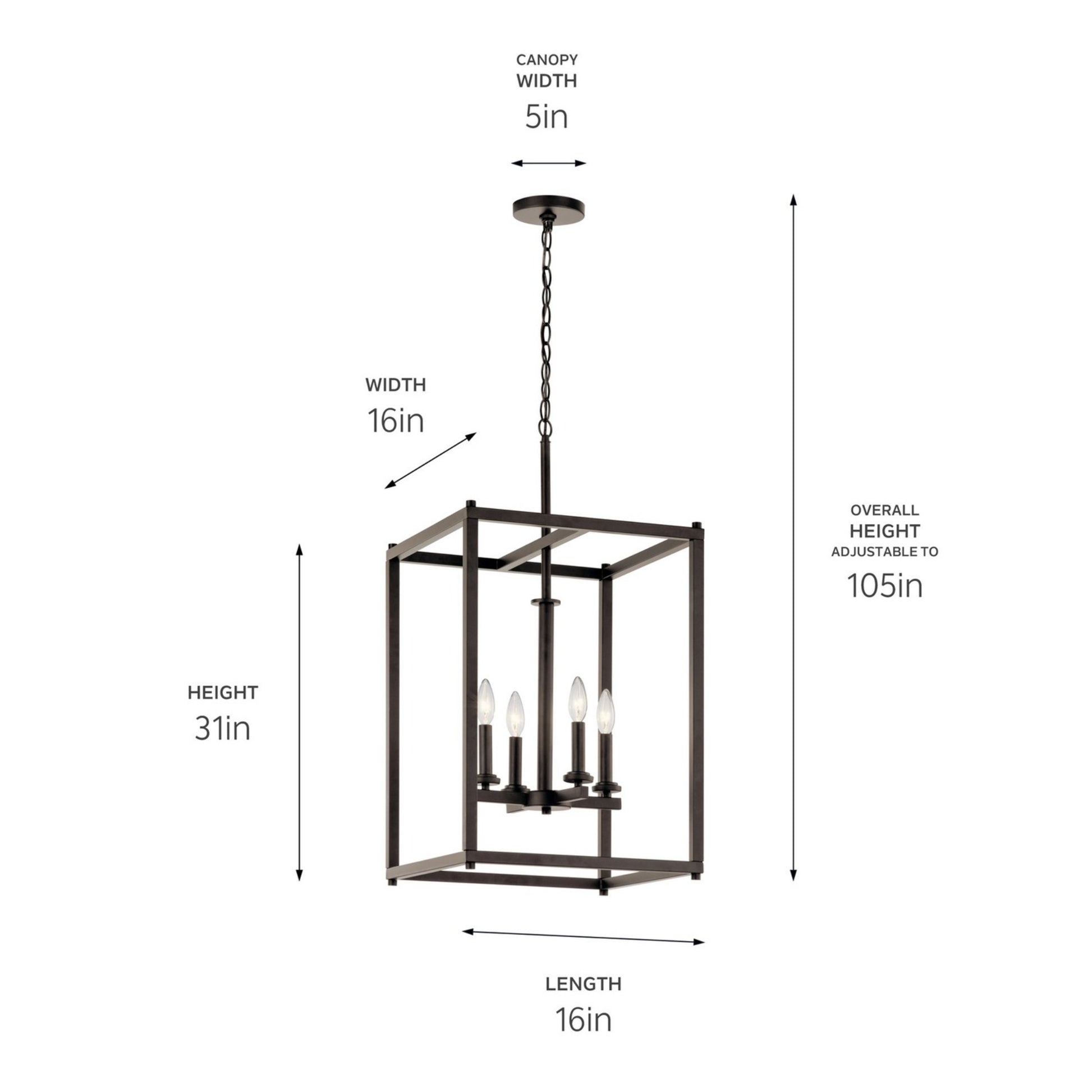 Crosby 16" 4-Light Foyer Pendant, Olde Bronze Finish - Bees Lighting