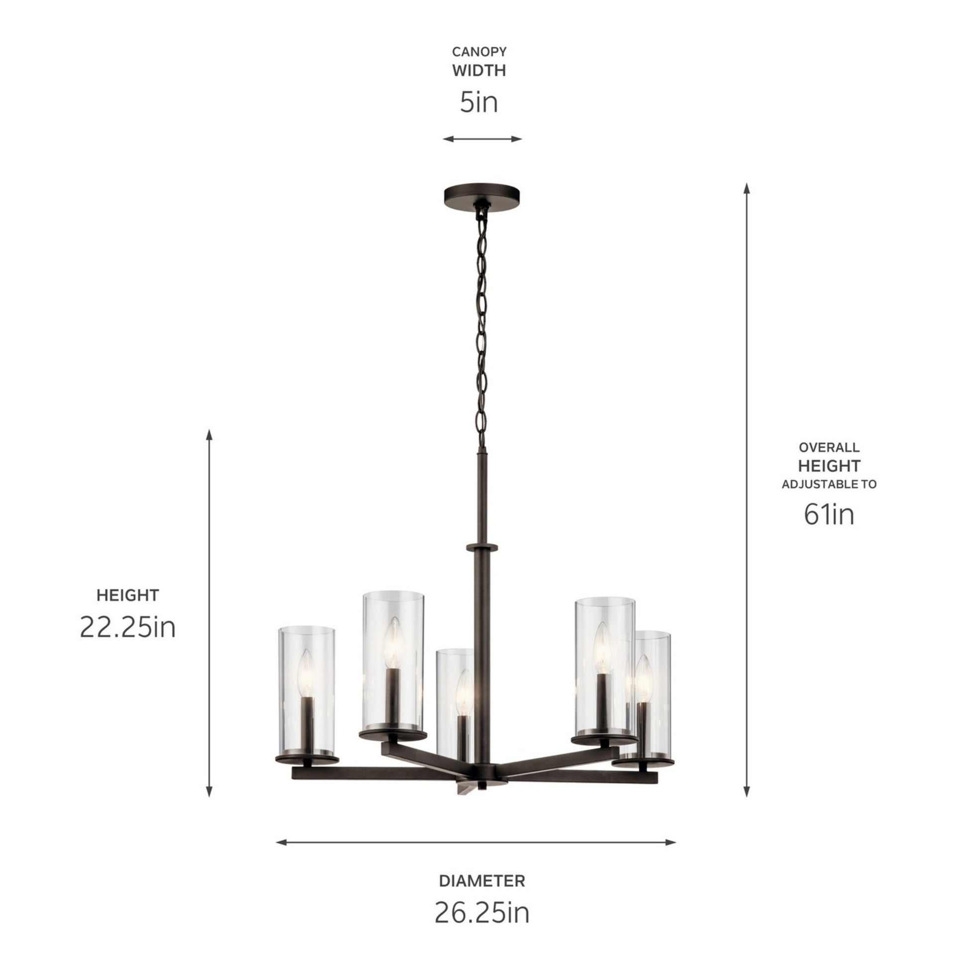 Crosby 26" 5-Light Chandelier, Olde Bronze Finish - Bees Lighting