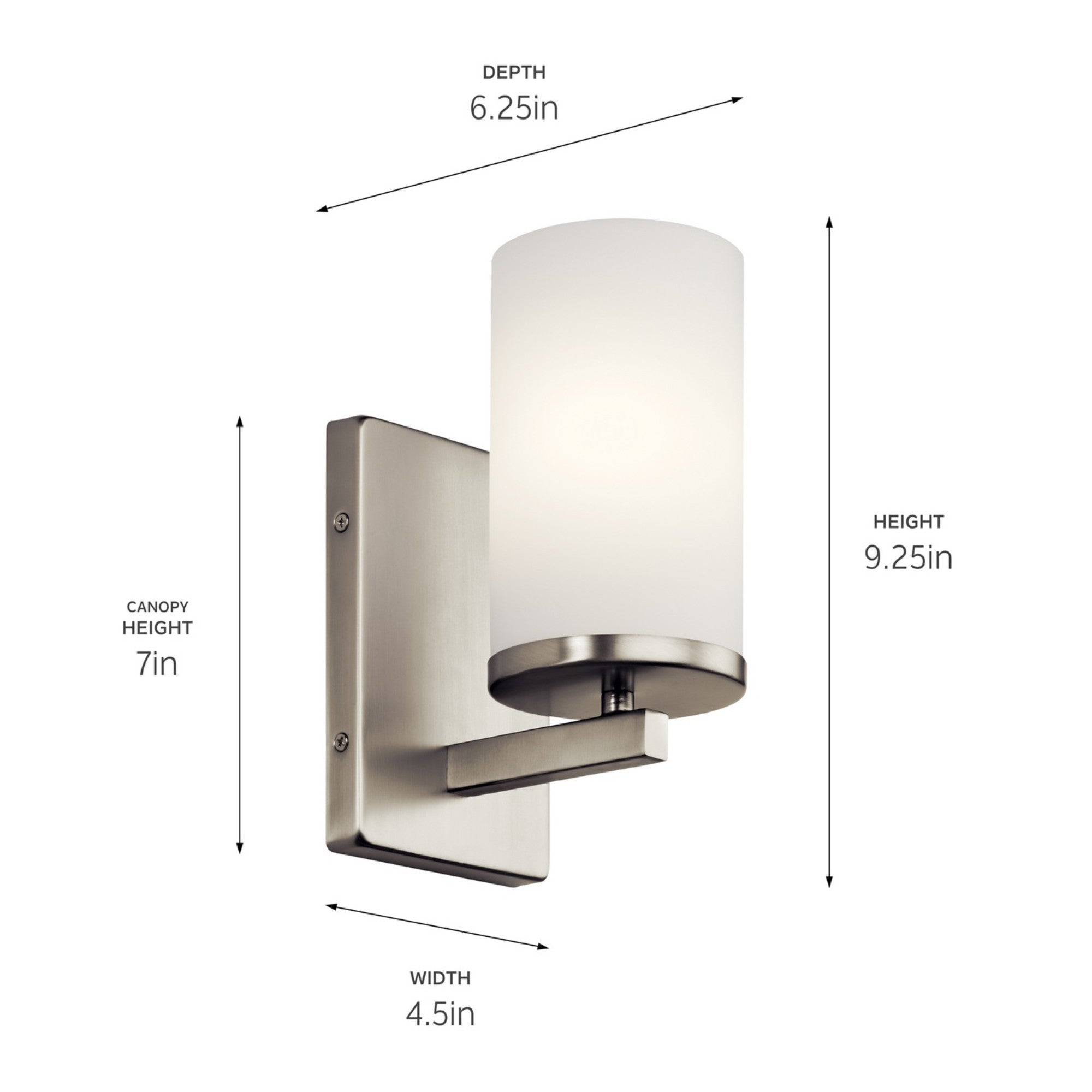 Crosby 5" Wall Sconce, Brushed Nickel Finish, Opal Glass - Bees Lighting