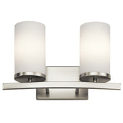 Crosby 15" 2-Light Bath Vanity Light, Brushed Nickel Finish, Etched Glass - Bees Lighting