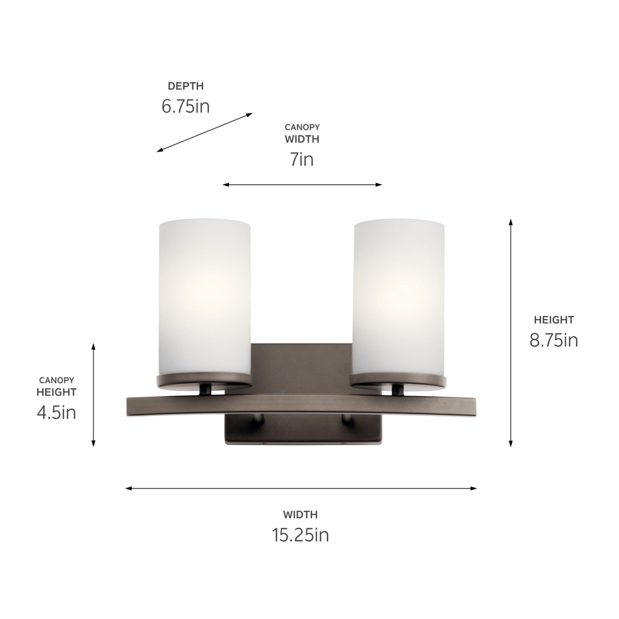 Crosby 15" 2-Light Bath Vanity Light, Olde Bronze Finish, Etched Glass - Bees Lighting