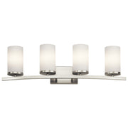 Crosby 31" 4-Light Bath Vanity Light, Brushed Nickel Finish, Etched Glass - Bees Lighting