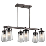 Lyndon 37" 6-Light Outdoor Linear Chandelier, Architectural Bronze Finish - Bees Lighting