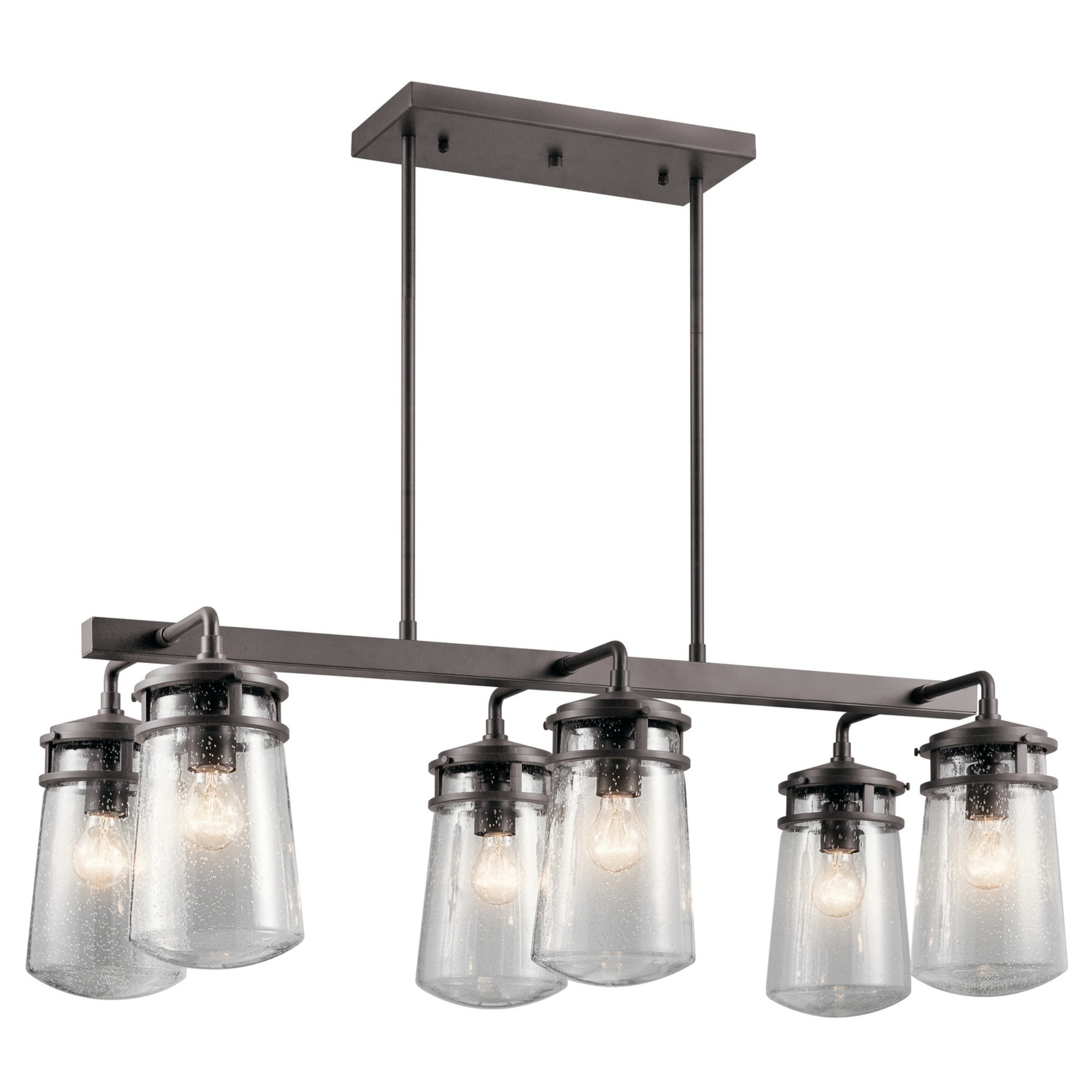 Lyndon 37" 6-Light Outdoor Linear Chandelier, Architectural Bronze Finish - Bees Lighting