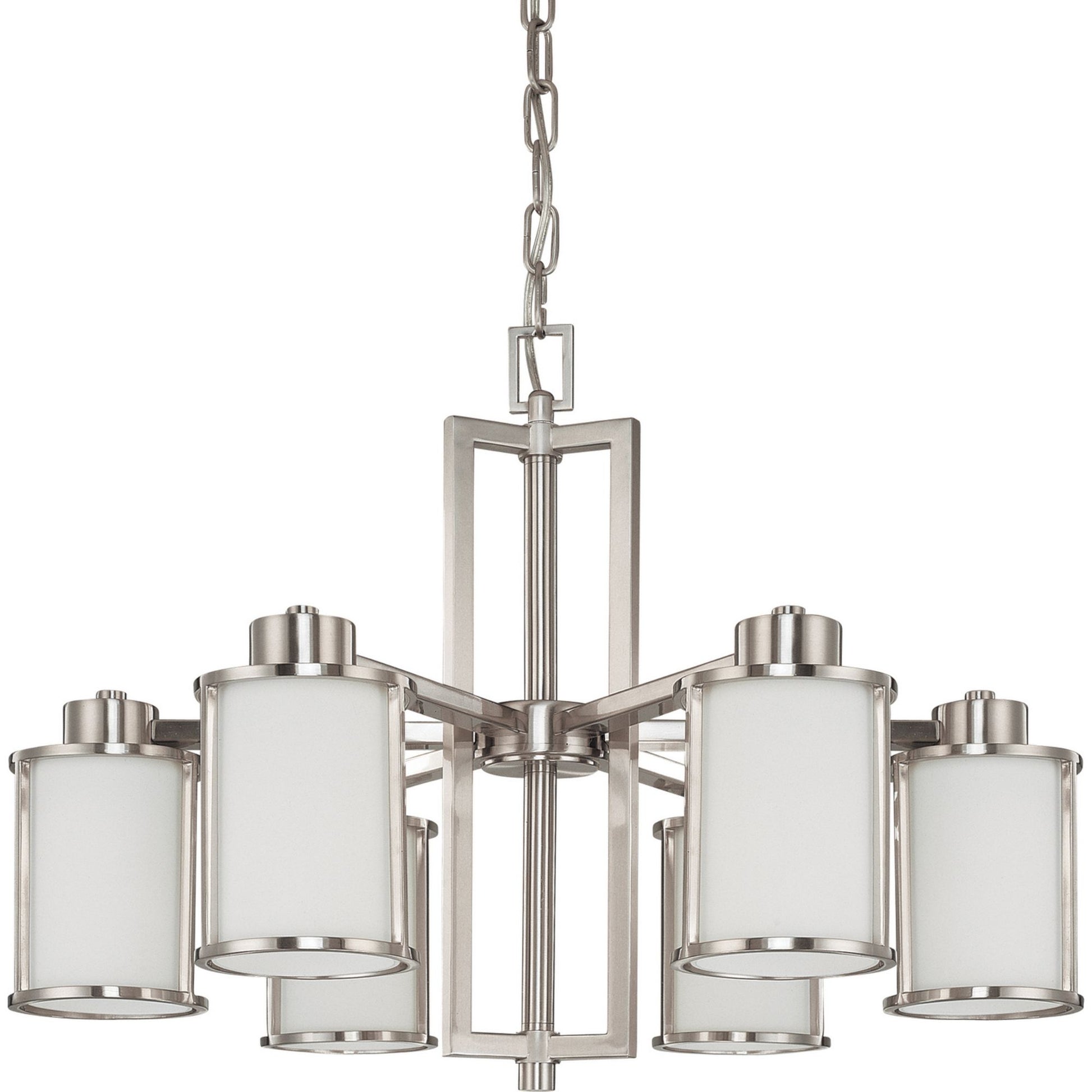 Odeon 28" 6-Light Chandelier, Brushed Nickel Finish - Bees Lighting