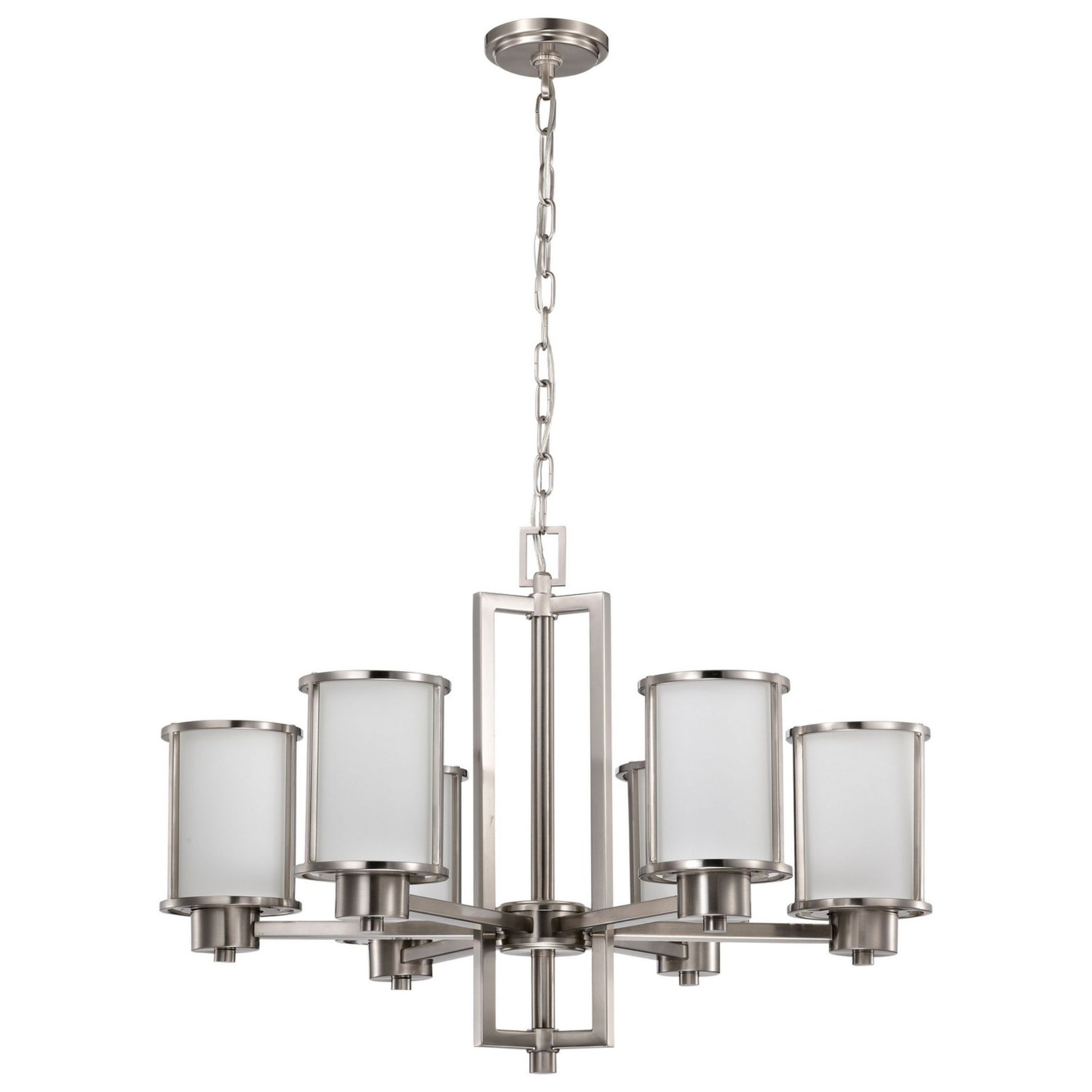 Odeon 28" 6-Light Chandelier, Brushed Nickel Finish - Bees Lighting