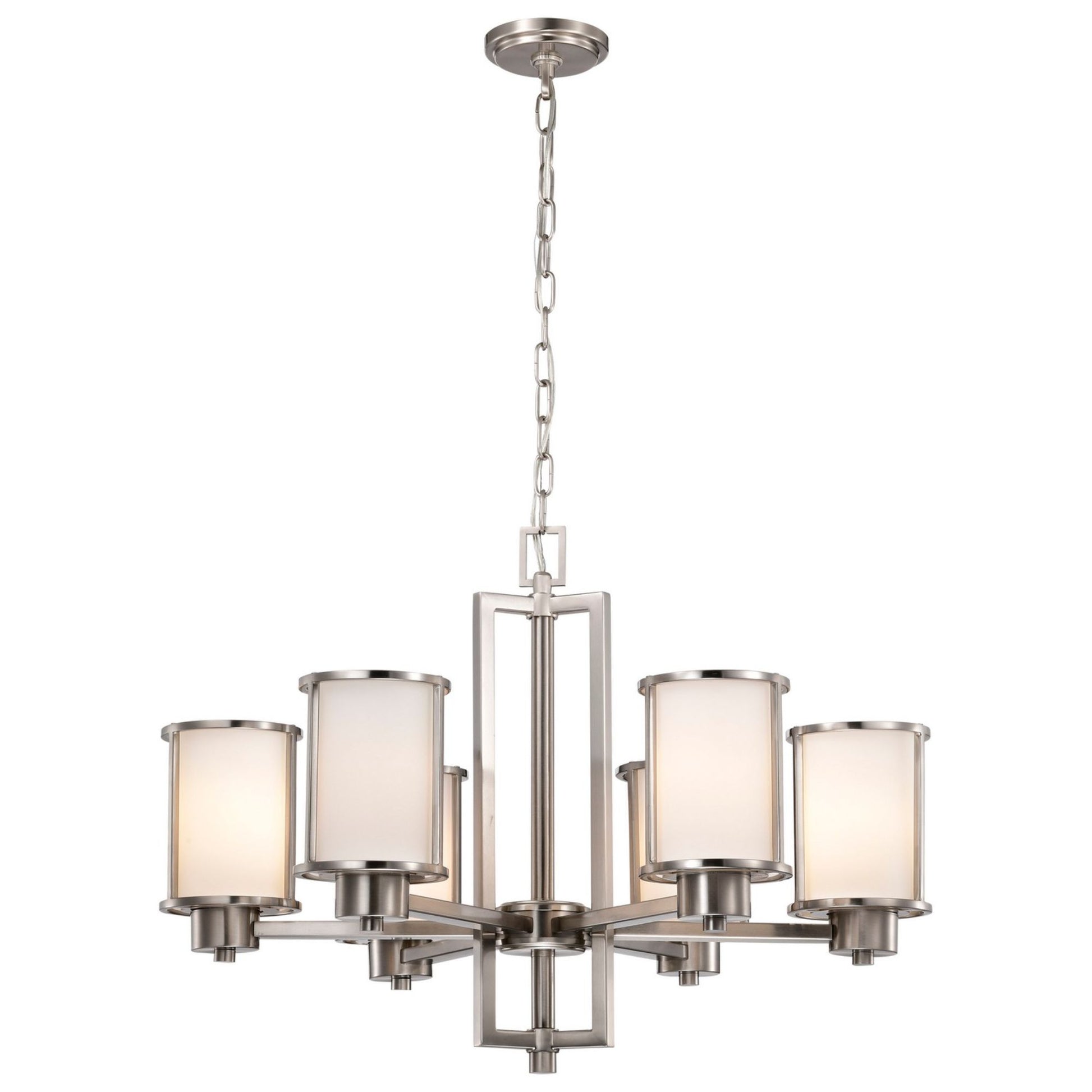 Odeon 28" 6-Light Chandelier, Brushed Nickel Finish - Bees Lighting