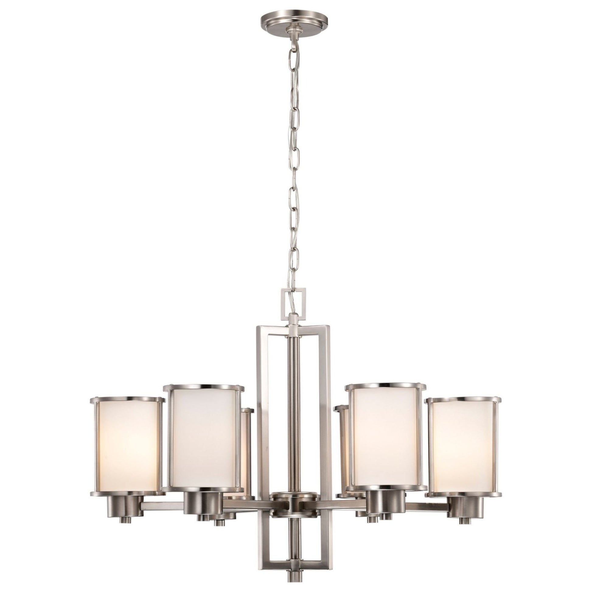 Odeon 28" 6-Light Chandelier, Brushed Nickel Finish - Bees Lighting