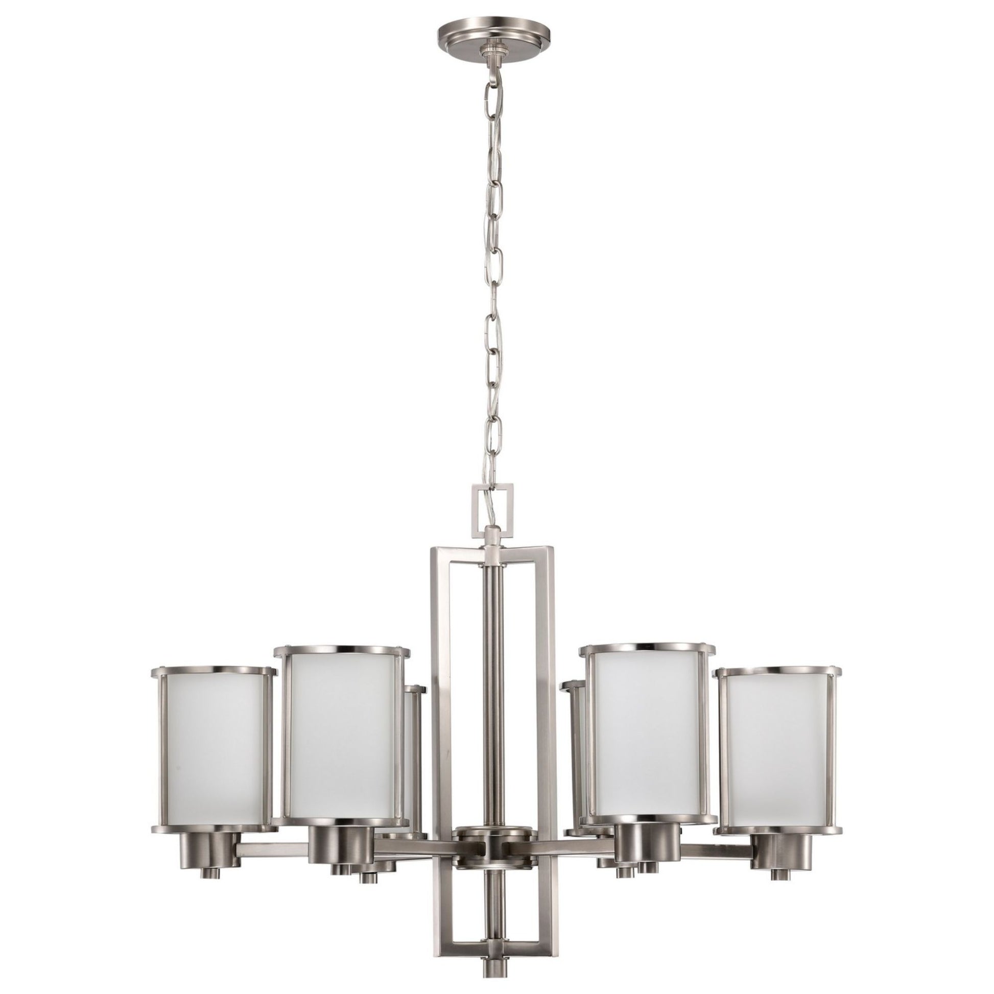 Odeon 28" 6-Light Chandelier, Brushed Nickel Finish - Bees Lighting