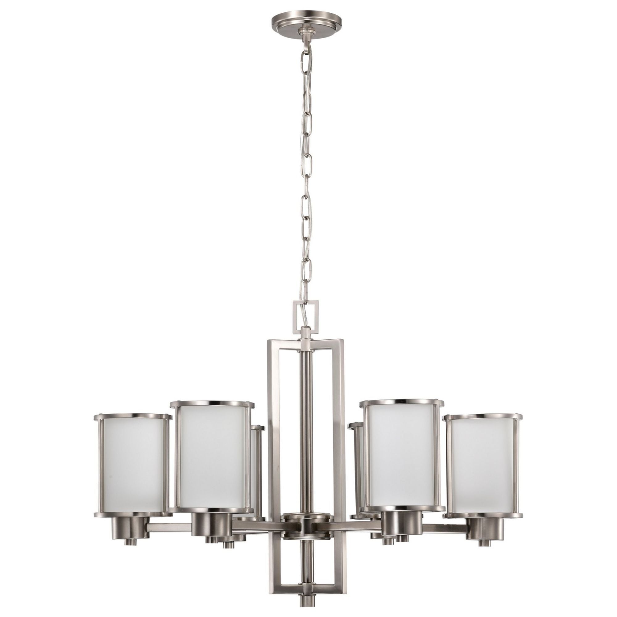 Odeon 28" 6-Light Chandelier, Brushed Nickel Finish - Bees Lighting
