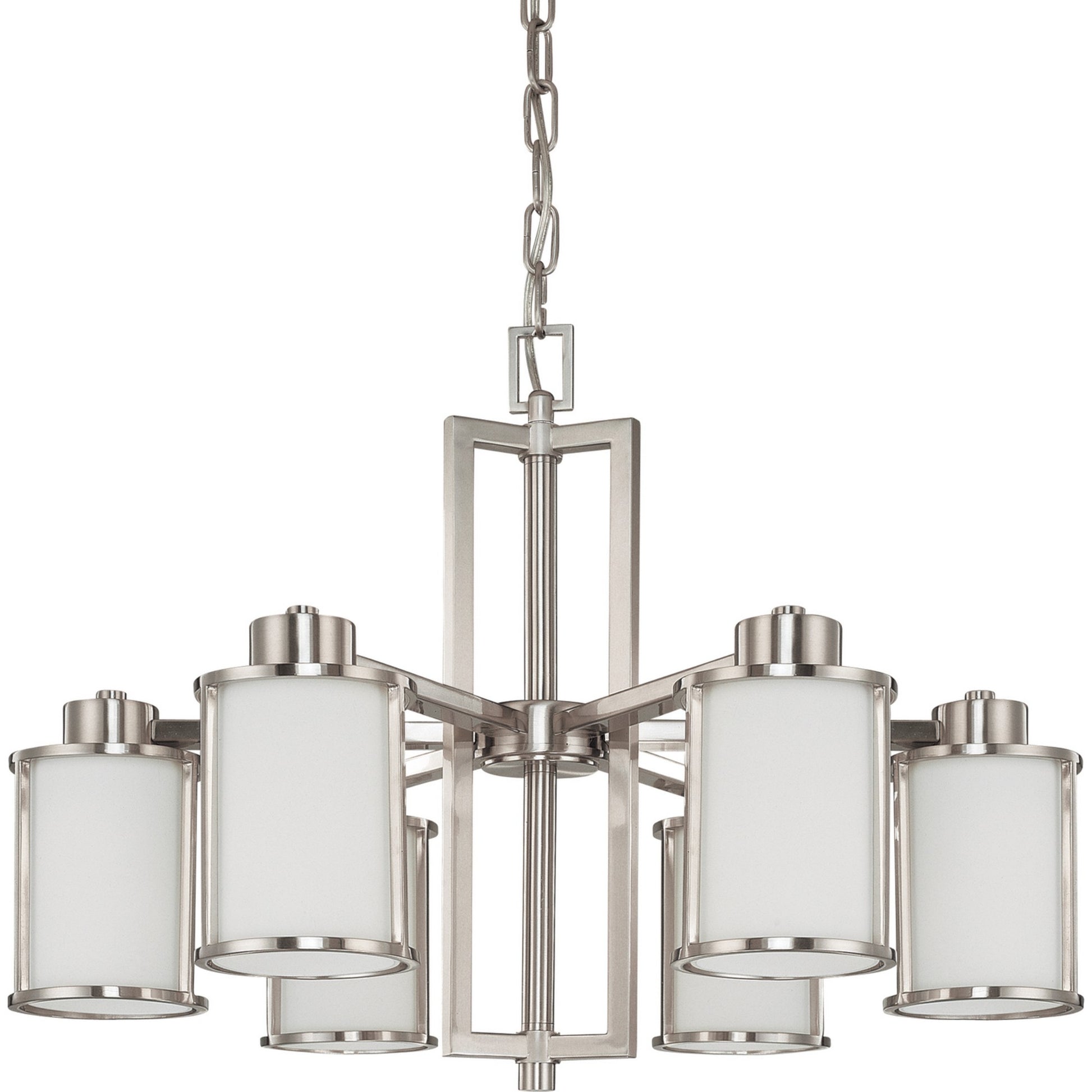 Odeon 28" 6-Light Chandelier, Brushed Nickel Finish - Bees Lighting