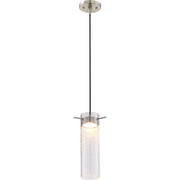 Pulse 10" LED Mini Pendant, Brushed Nickel Finish, Clear Seeded Glass - Bees Lighting