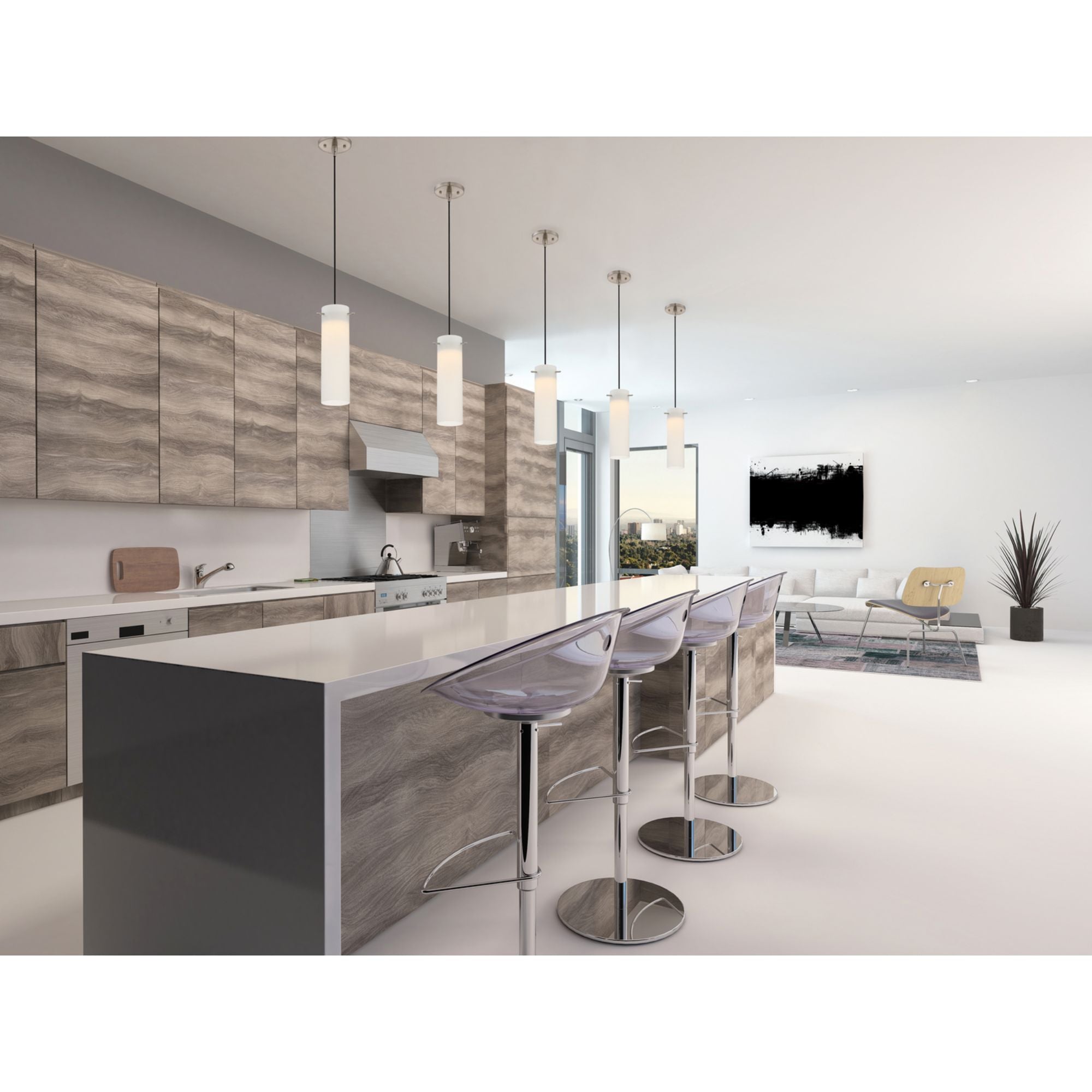 Pulse 10" LED Mini Pendant, Brushed Nickel Finish, White Opal Glass