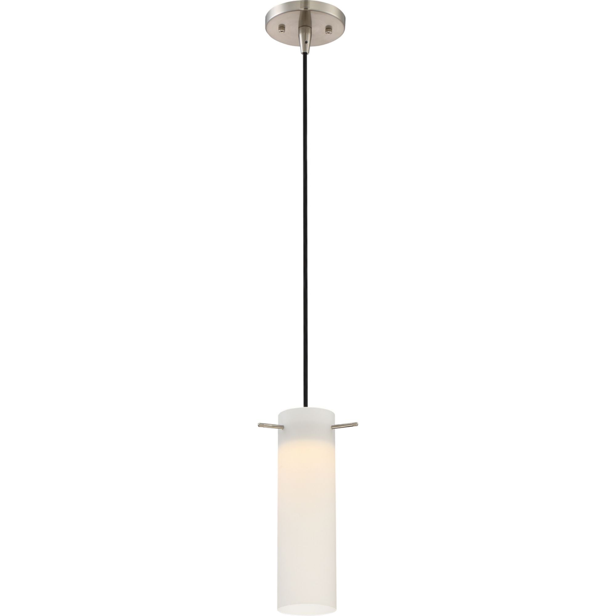Pulse 10" LED Mini Pendant, Brushed Nickel Finish, White Opal Glass