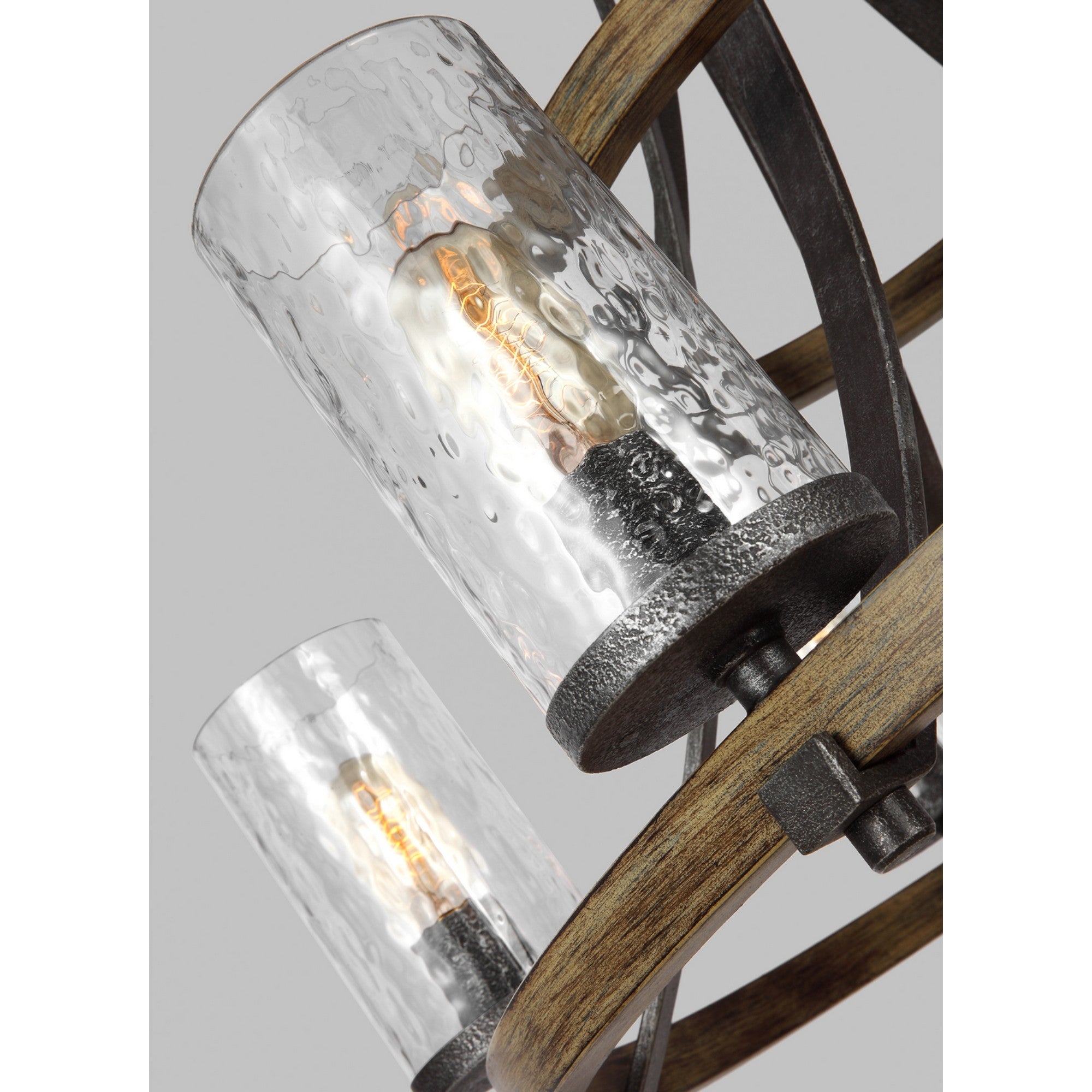 Angelo 33" 9-Light 2-Tier Chandelier, Slate Grey Metal & Wood Finish