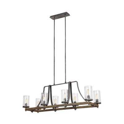 Angelo 46" 8-Light Linear Chandelier, Slate Grey Metal & Wood Finish