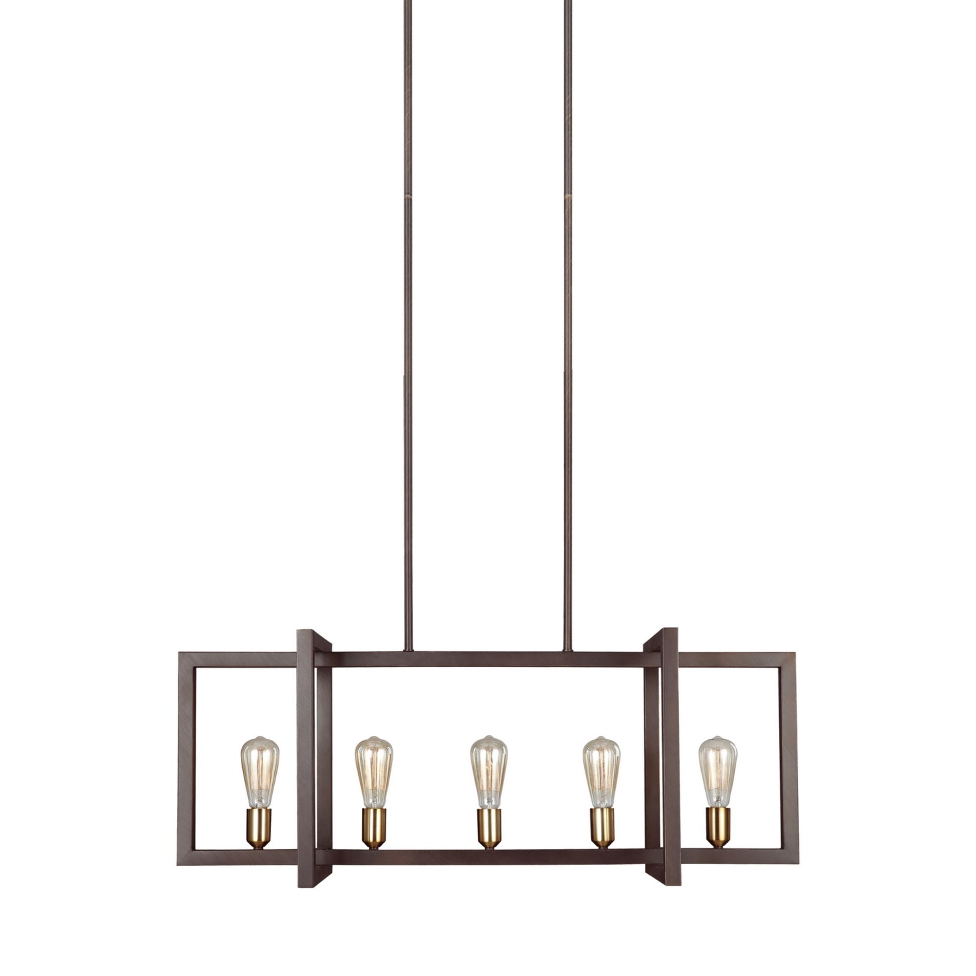 Finnegan 40" 5-Light Medium Linear Chandelier, New World Bronze Finish - Bees Lighting