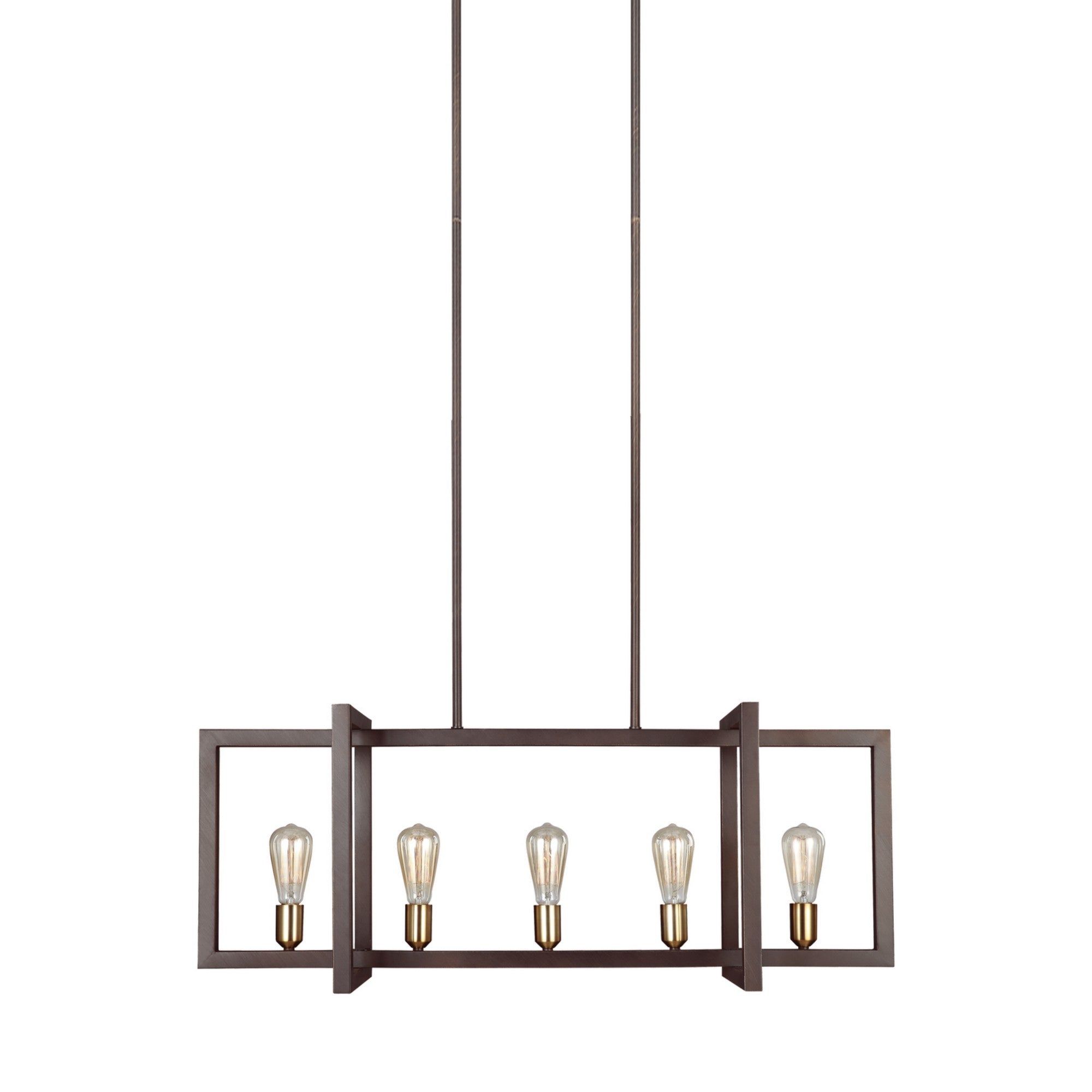 Finnegan 40" 5-Light Medium Linear Chandelier, New World Bronze Finish - Bees Lighting
