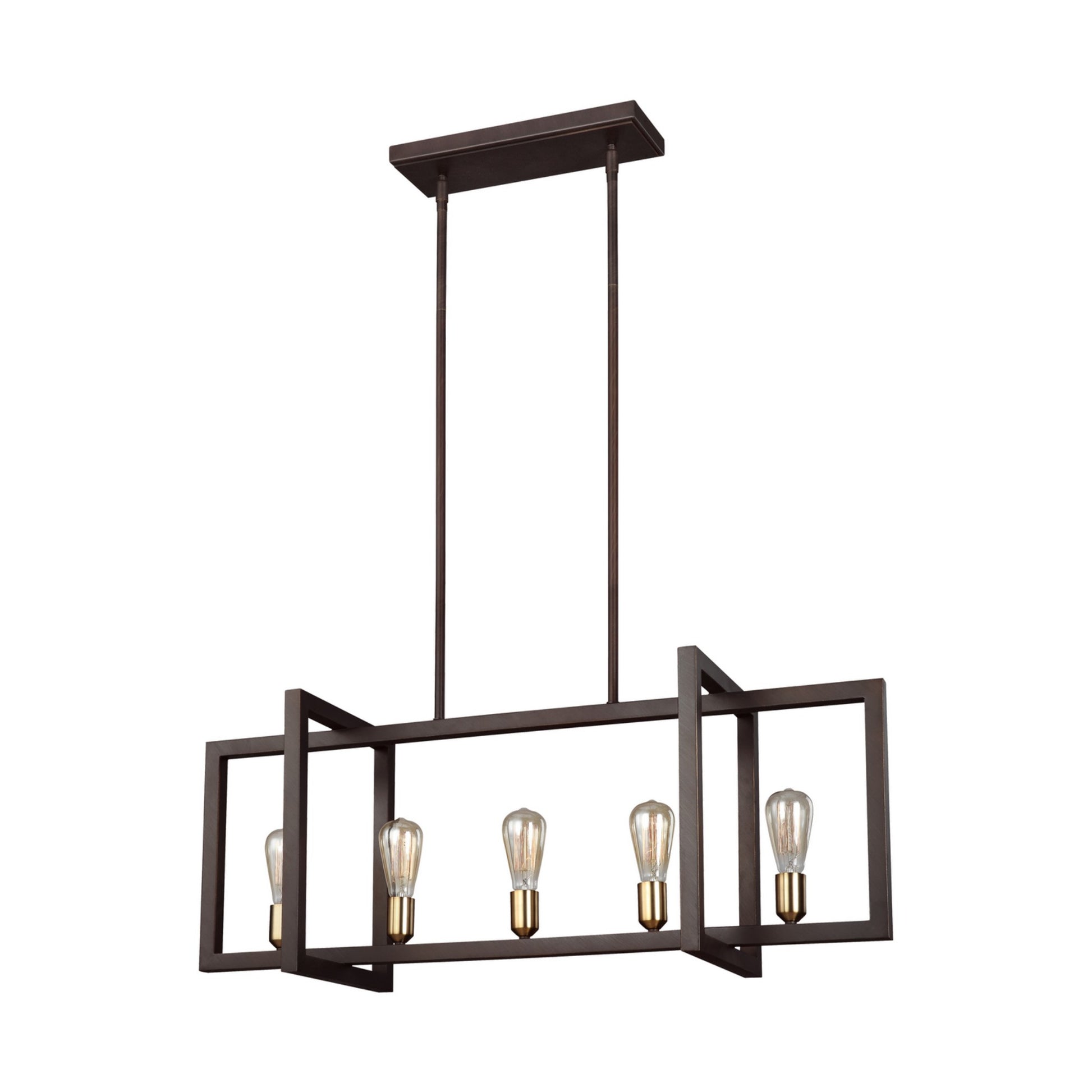 Finnegan 40" 5-Light Medium Linear Chandelier, New World Bronze Finish - Bees Lighting