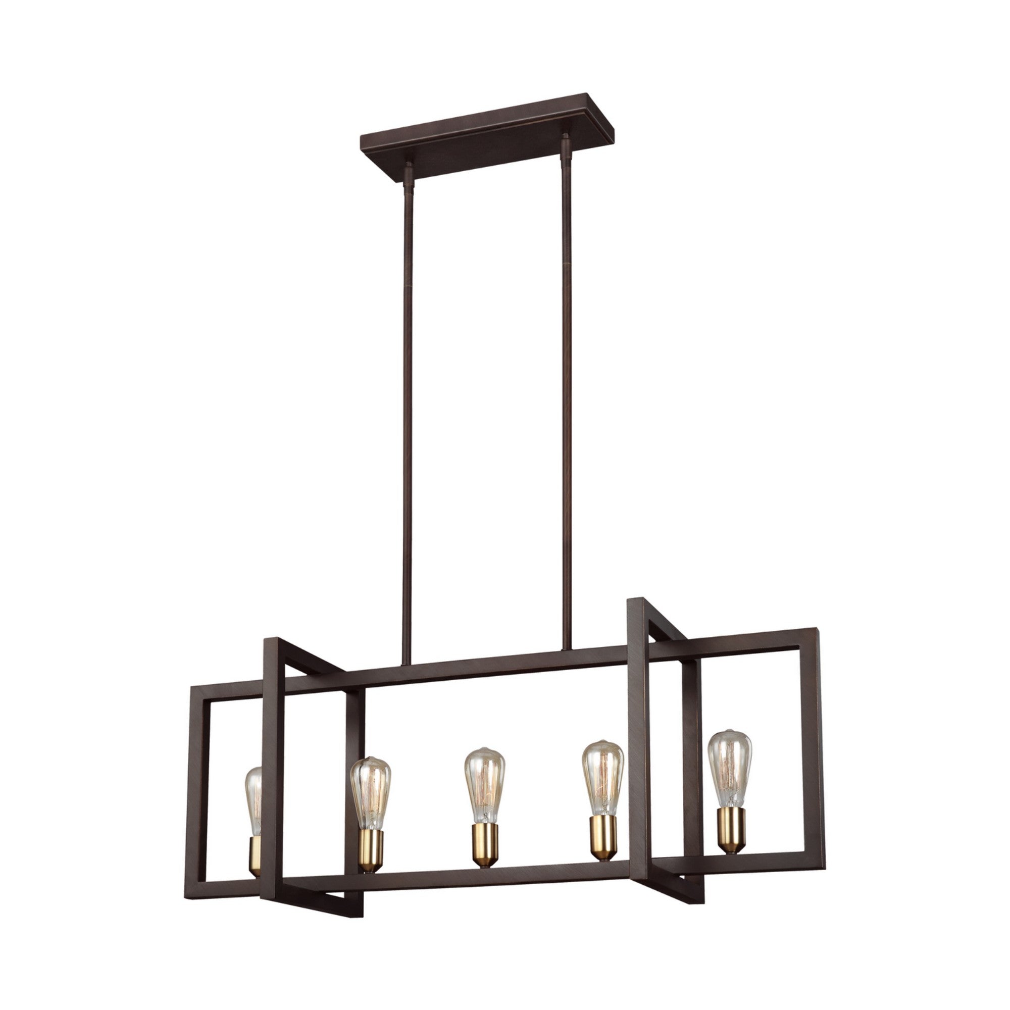 Finnegan 40" 5-Light Medium Linear Chandelier, New World Bronze Finish - Bees Lighting