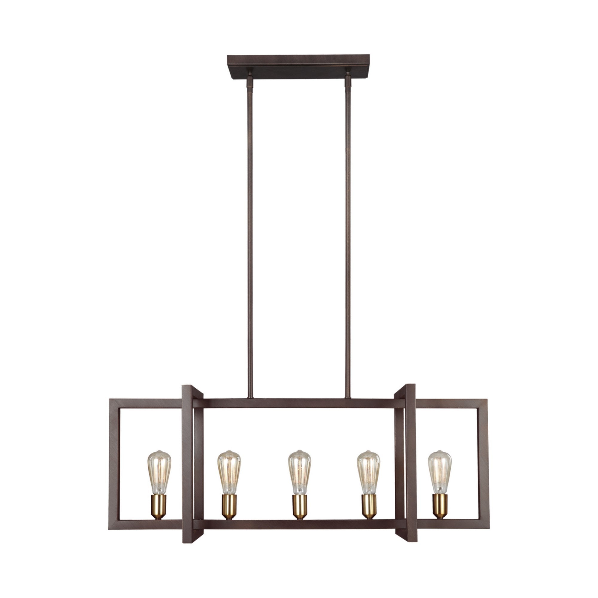 Finnegan 40" 5-Light Medium Linear Chandelier, New World Bronze Finish - Bees Lighting