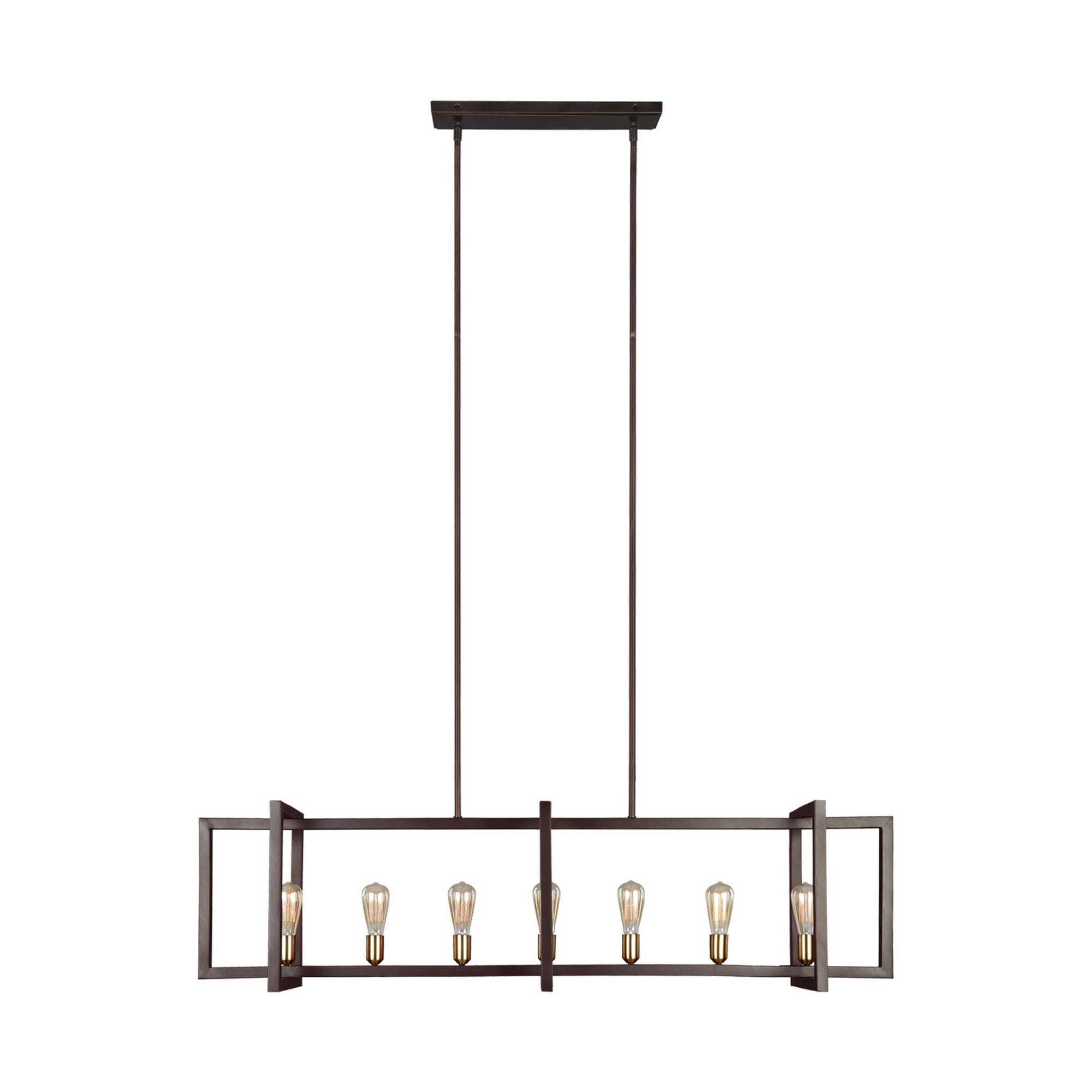 Finnegan 60" 7-Light Large Linear Chandelier, New World Bronze Finish - Bees Lighting