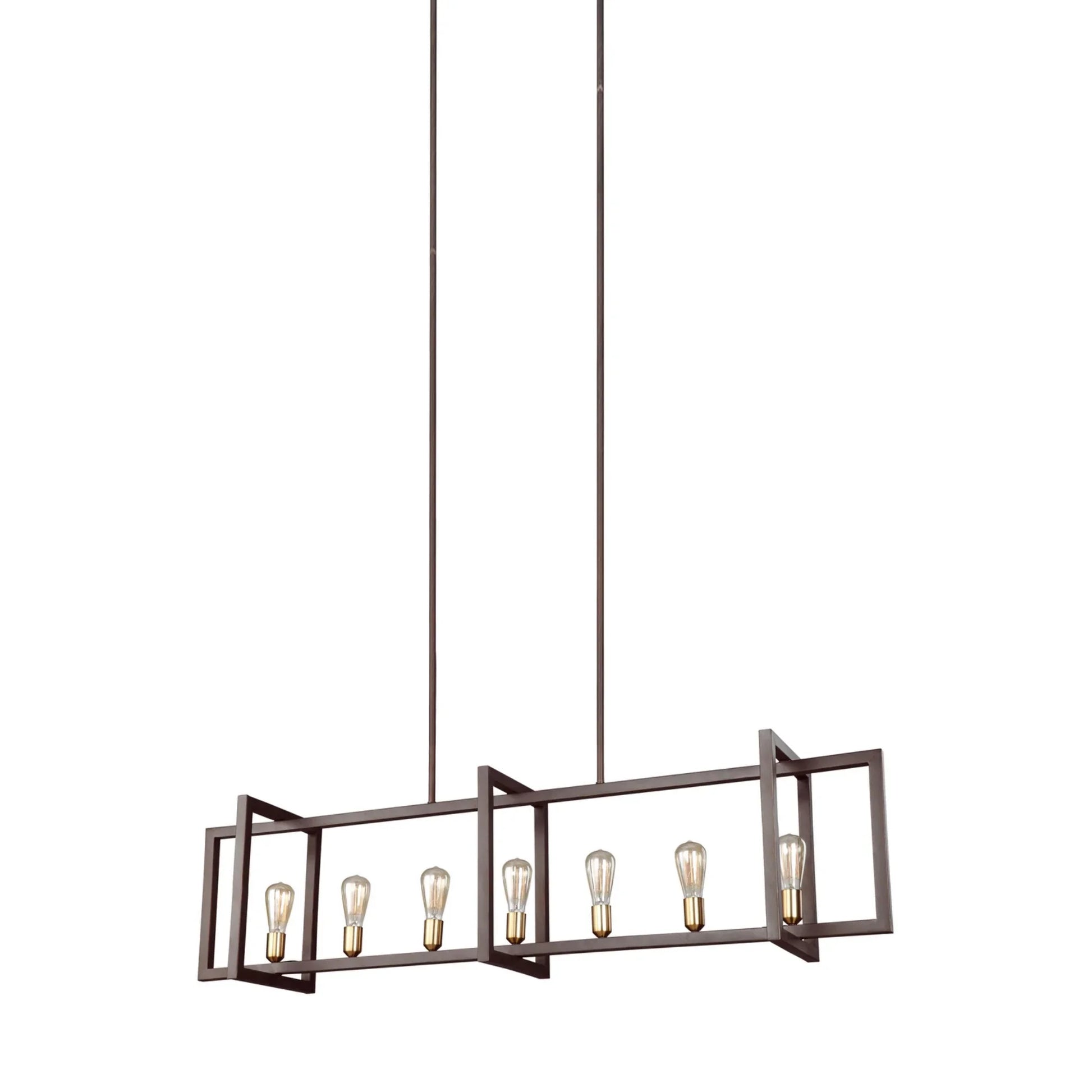 Finnegan 60" 7-Light Large Linear Chandelier, New World Bronze Finish - Bees Lighting