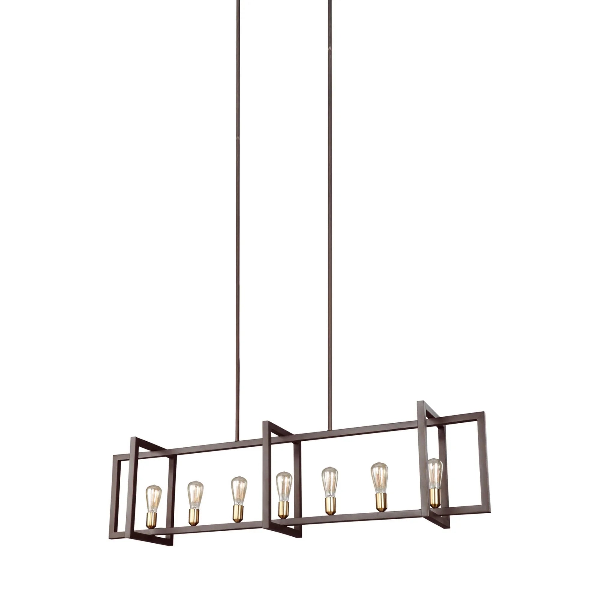 Finnegan 60" 7-Light Large Linear Chandelier, New World Bronze Finish - Bees Lighting