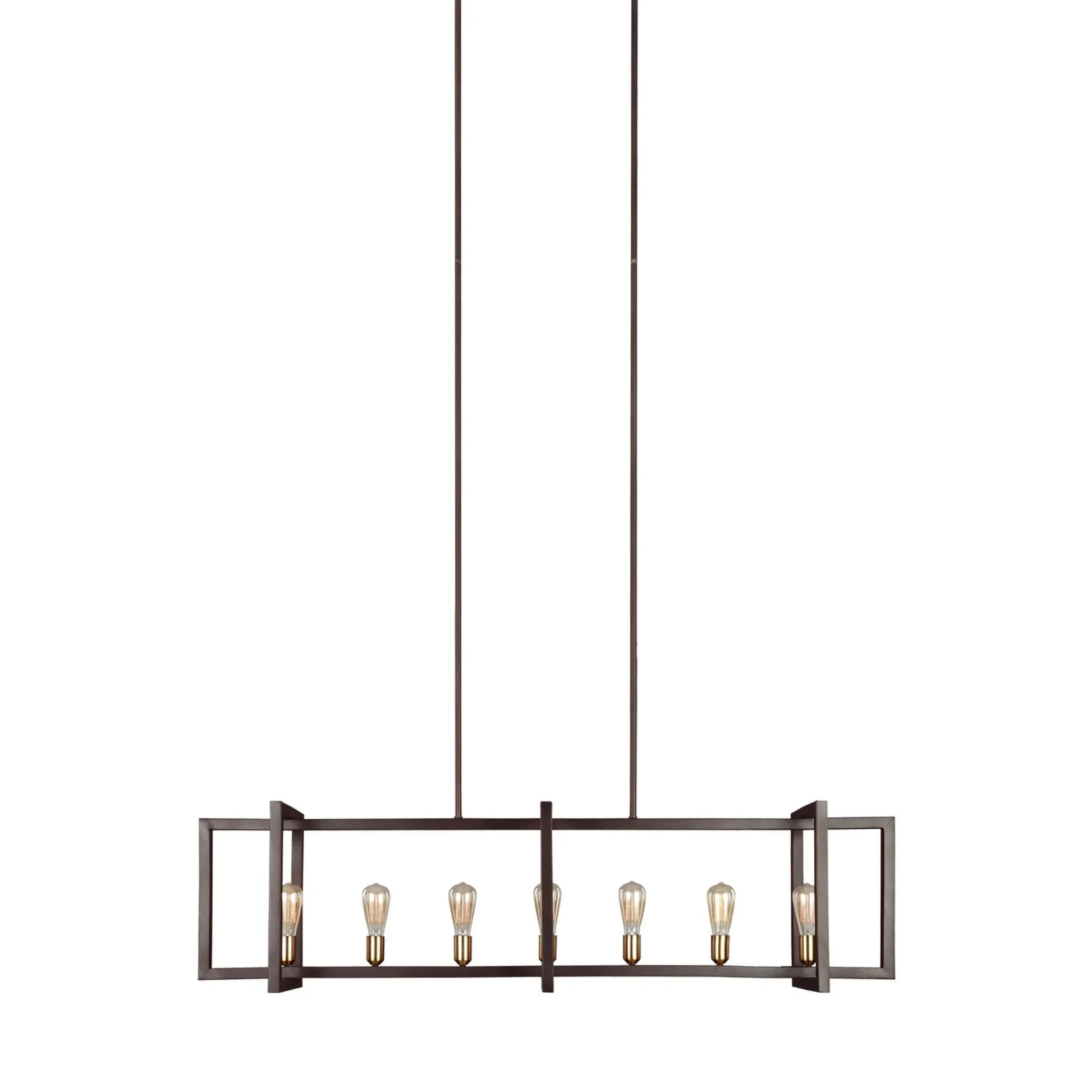 Finnegan 60" 7-Light Large Linear Chandelier, New World Bronze Finish - Bees Lighting
