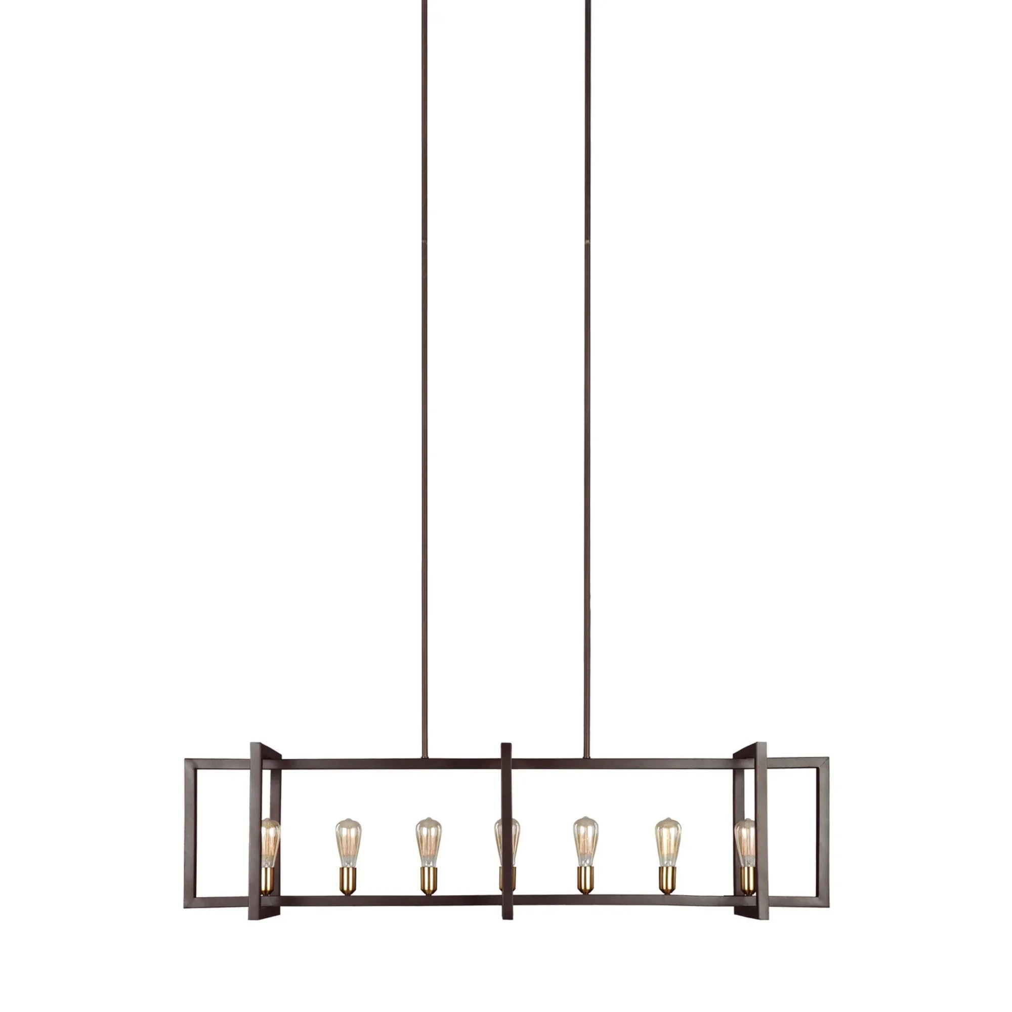 Finnegan 60" 7-Light Large Linear Chandelier, New World Bronze Finish - Bees Lighting